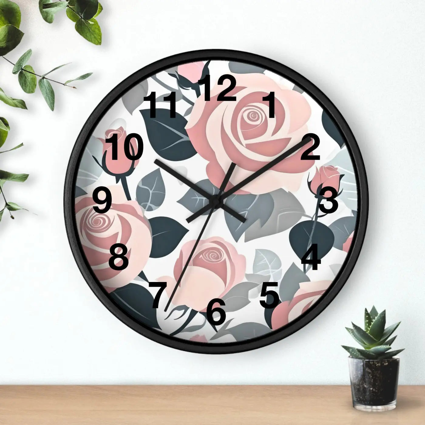 Pink Roses Wall Clock - Premium Materials Elegance - DipaliZ