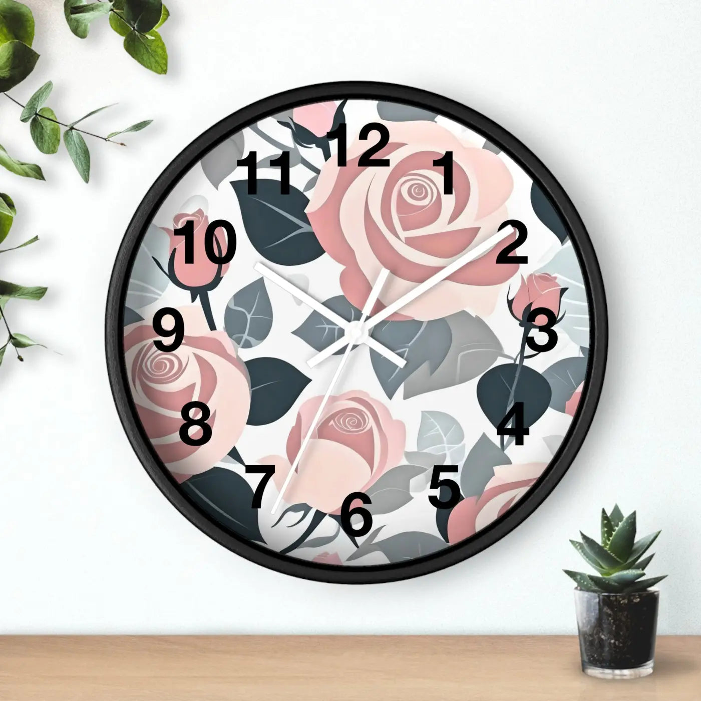 Pink Roses Wall Clock - Premium Materials Elegance - DipaliZ
