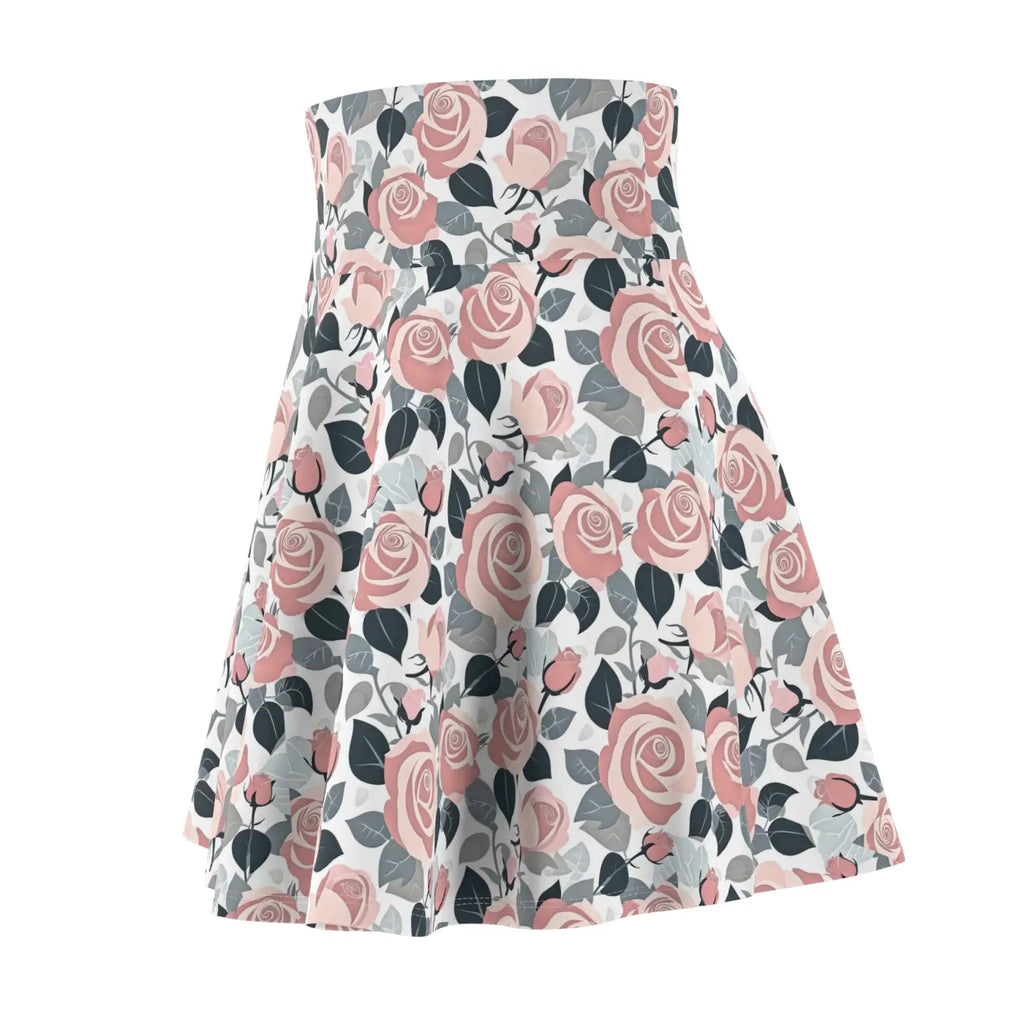 Versatile Fit Pink Roses Skater Skirt - Effortless Style - DipaliZ