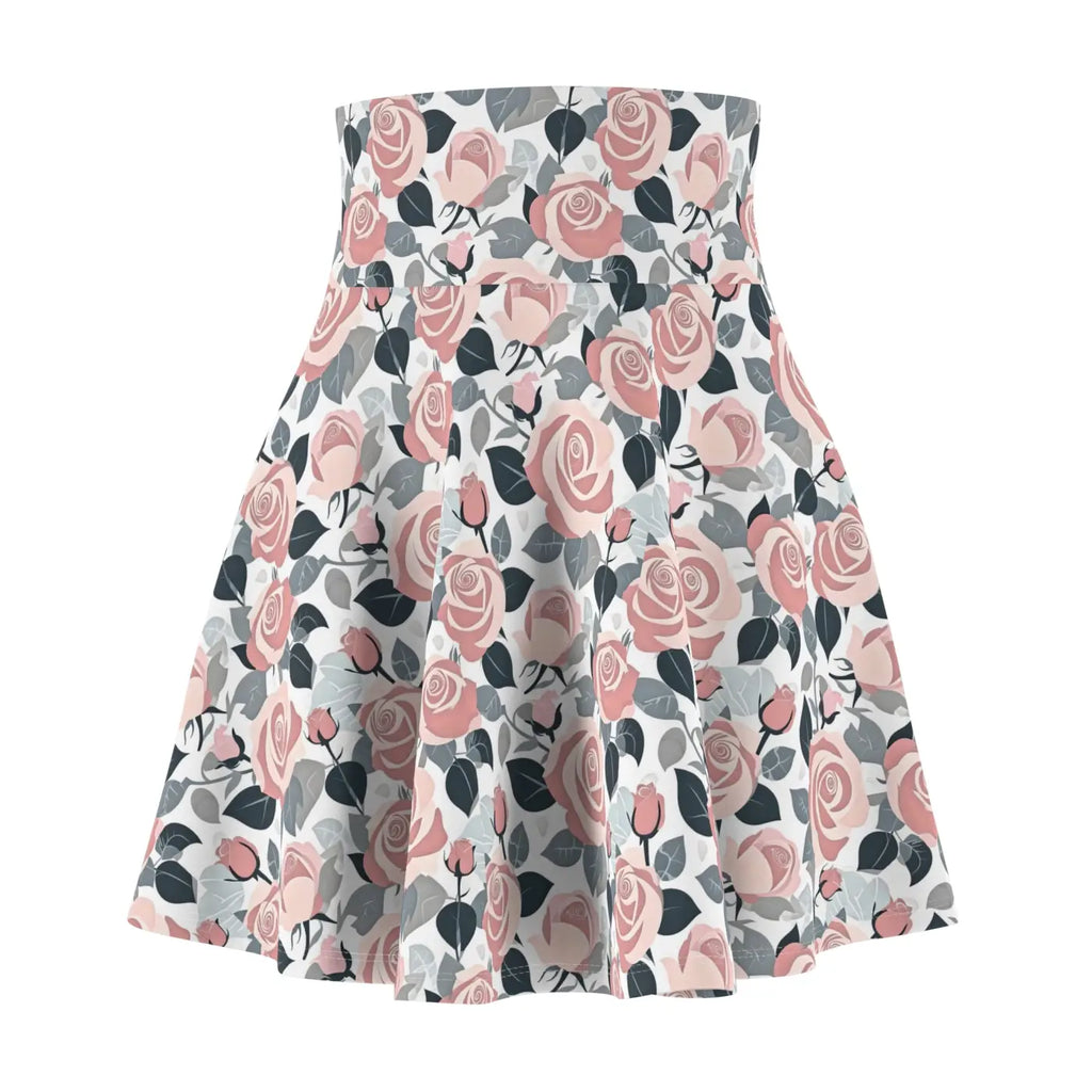 Versatile Fit Pink Roses Skater Skirt - Effortless Style - DipaliZ