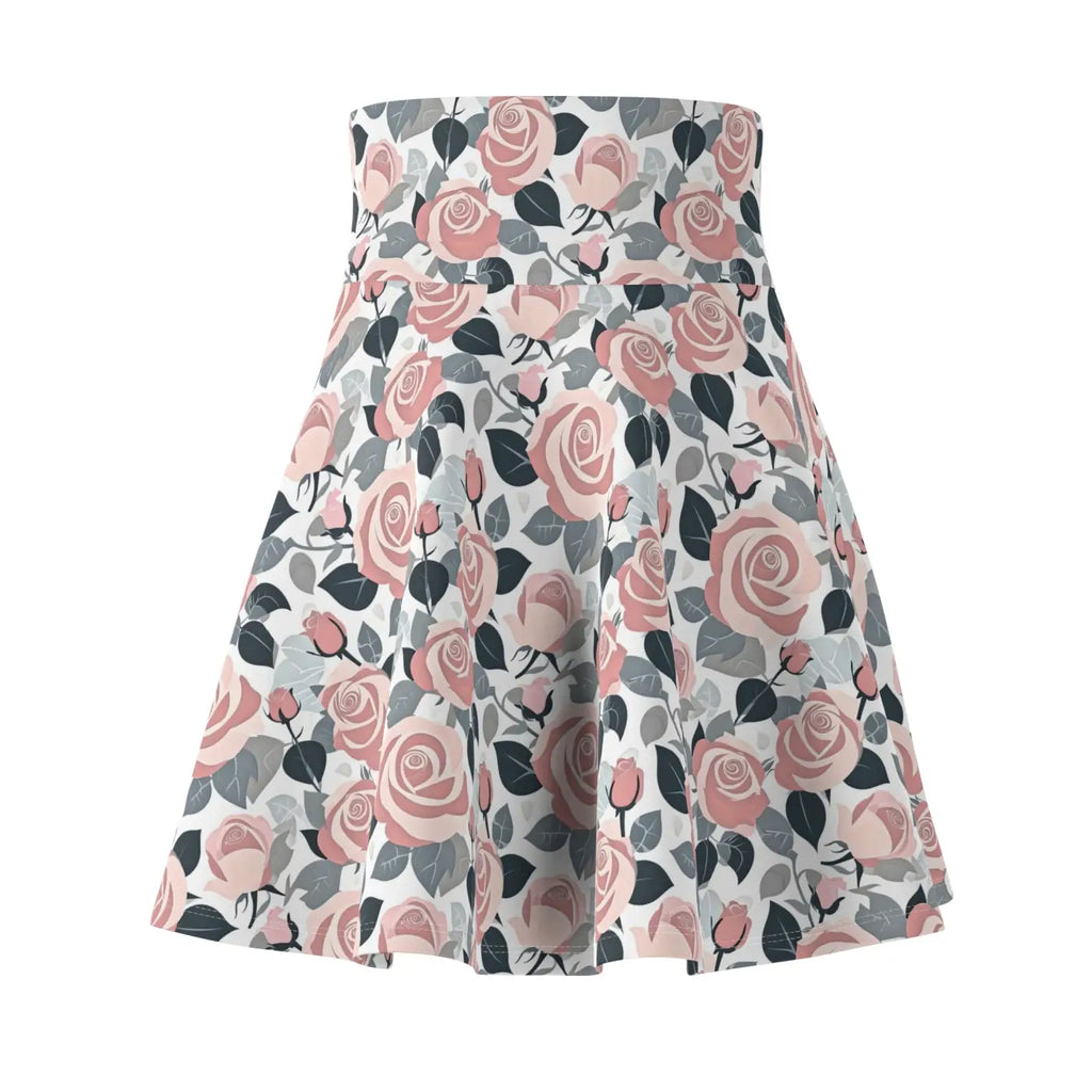 Versatile Fit Pink Roses Skater Skirt - Effortless Style - DipaliZ