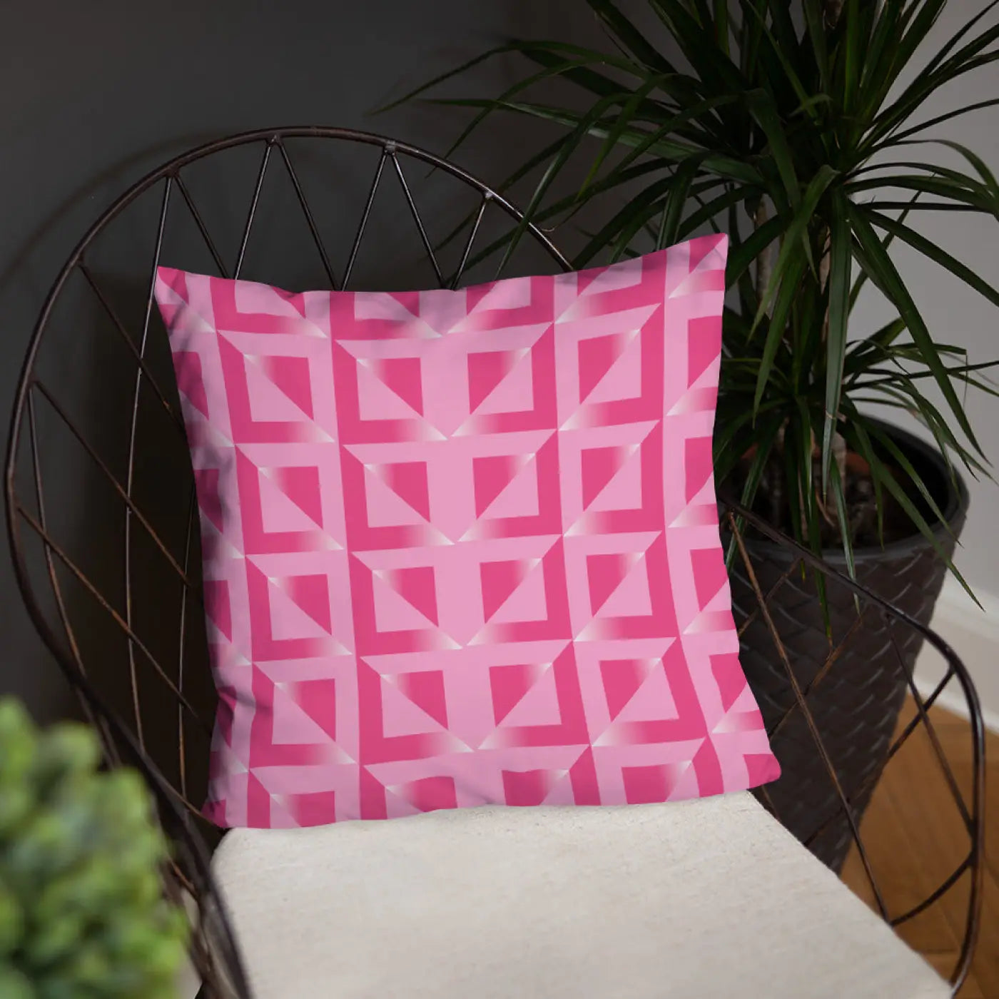 Pink Triangle Pattern Pillow - Premium Quality Insert - DipaliZ