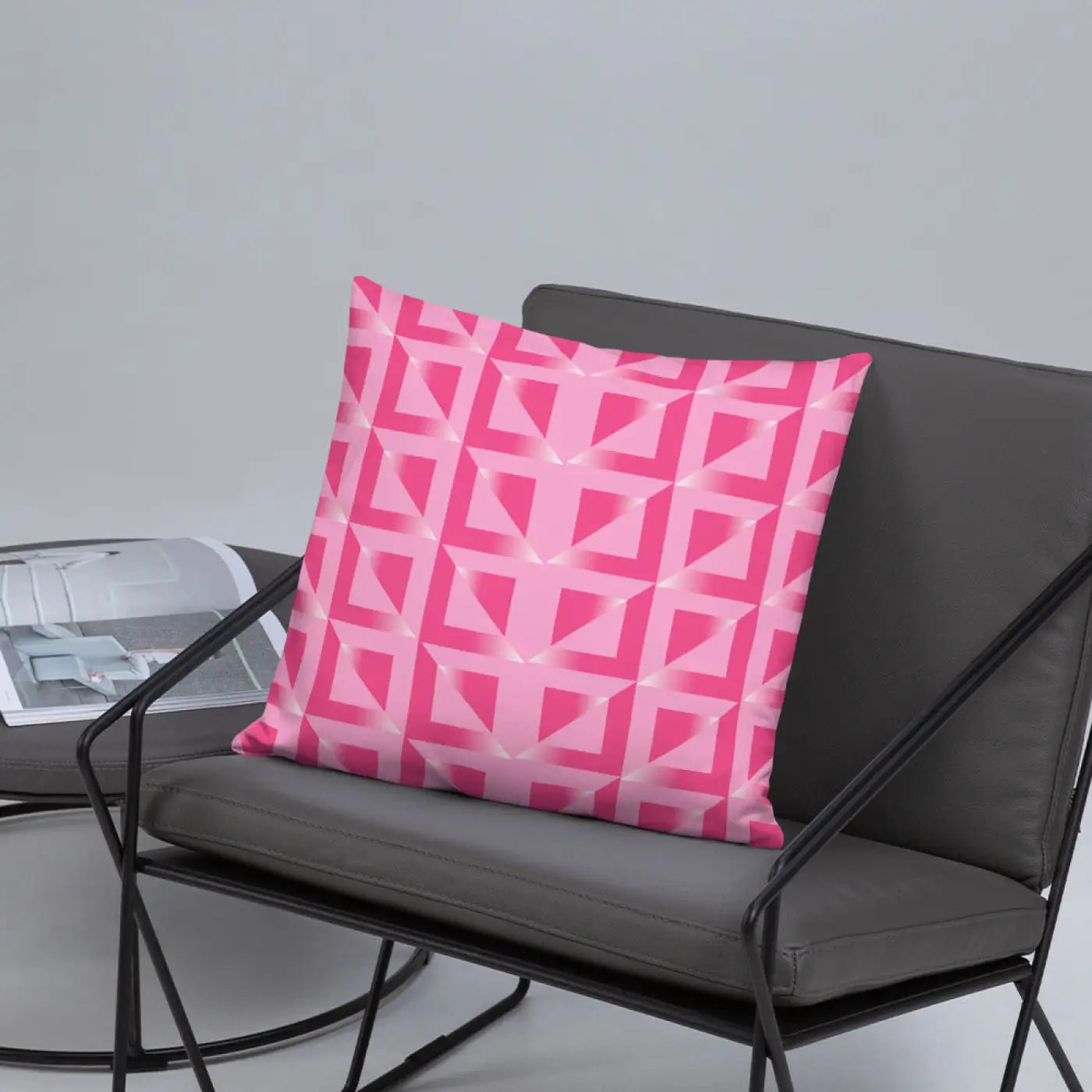 Pink Triangle Pattern Pillow - Premium Quality Insert - DipaliZ