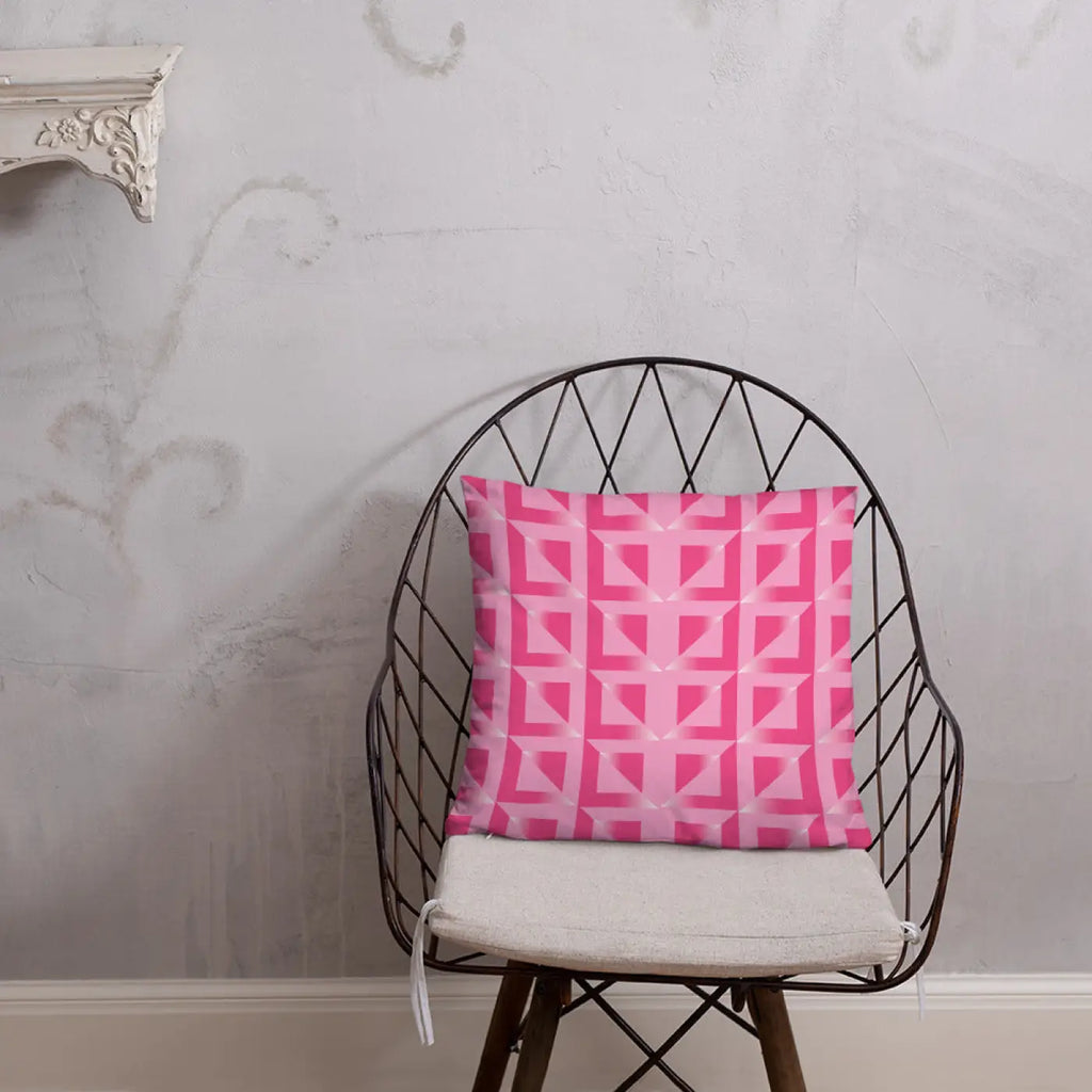 Pink Triangle Pattern Pillow - Premium Quality Insert - DipaliZ