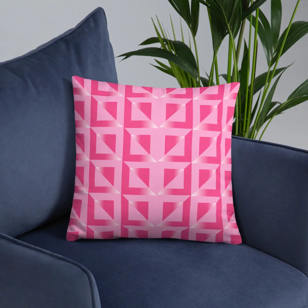 Pink Triangle Pattern Pillow - Premium Quality Insert - DipaliZ