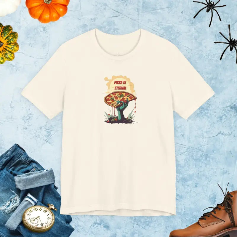 Unisex Jersey Short Sleeve Tee - Zombie Pizza Slice Halloween - DipaliZ