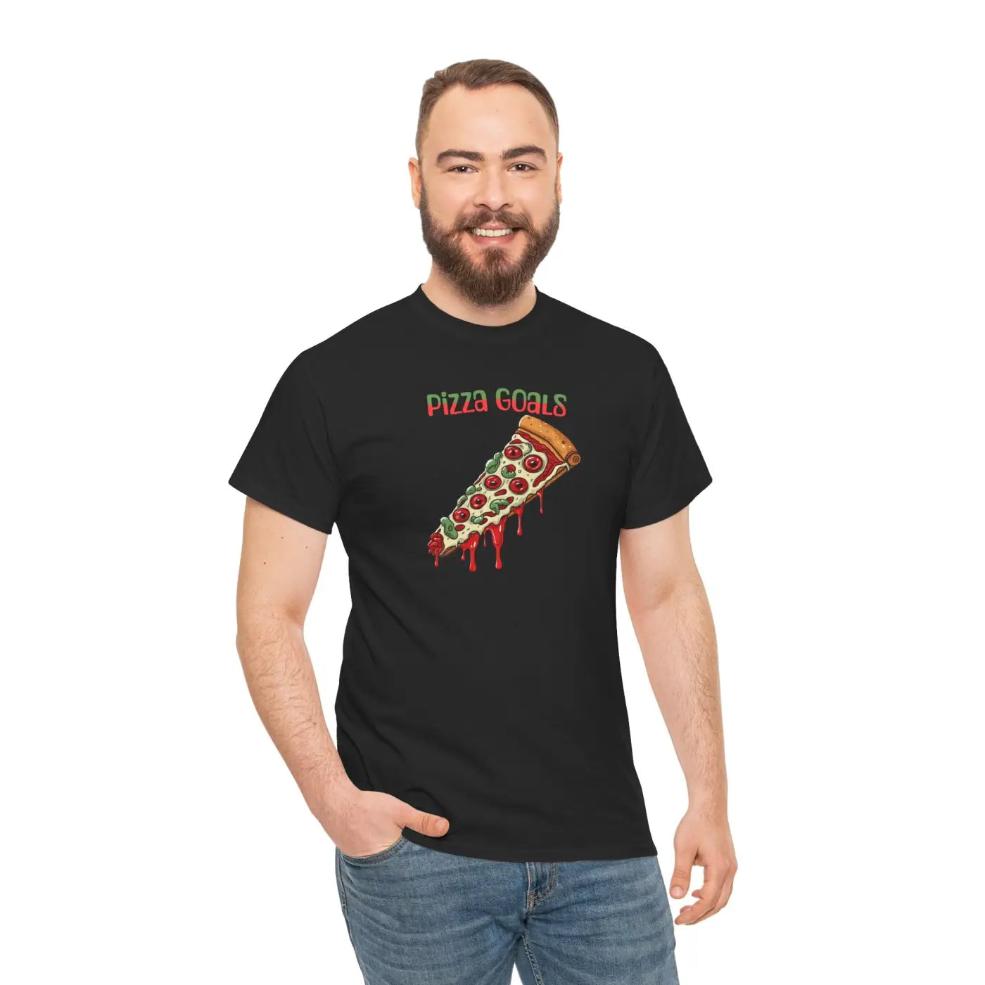 Pizza Goals Heavy Cotton Tee - Unisex Tear-Away Label - DipaliZ