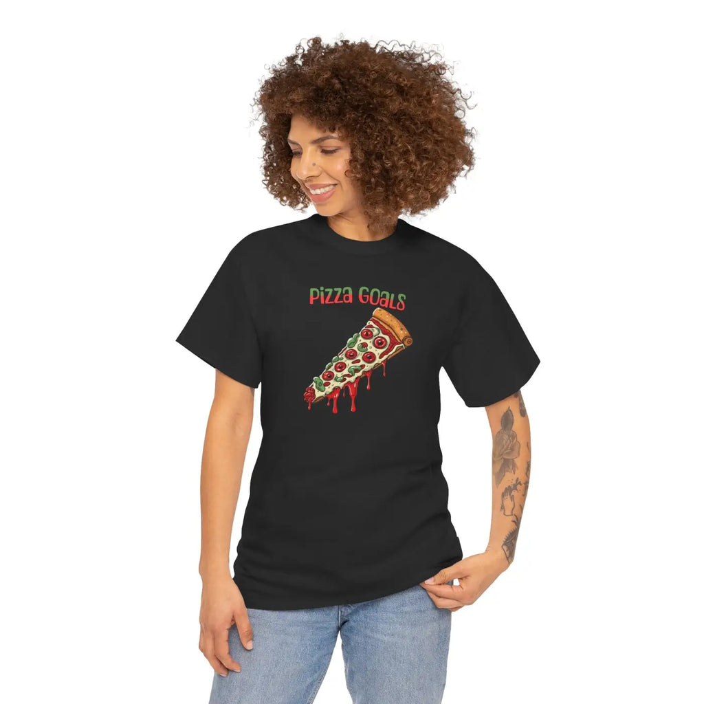 Pizza Goals Heavy Cotton Tee - Unisex Tear-Away Label - DipaliZ