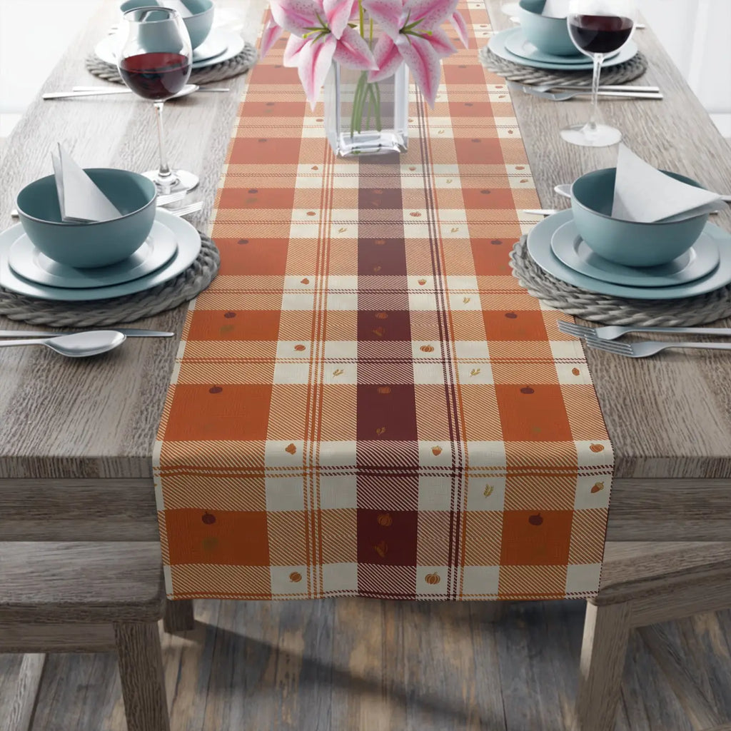 Cotton Twill Table Runner - Cozy Farmhouse Plaid - DipaliZ