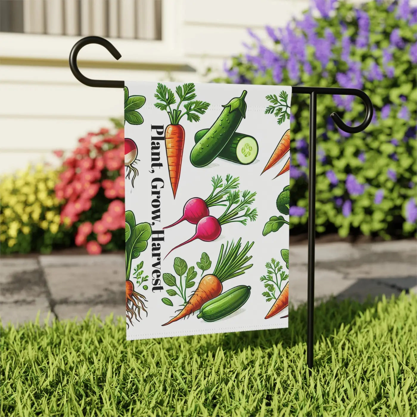 Home Grown Vegetables Banner - Poly Poplin Canvas Decor - DipaliZ