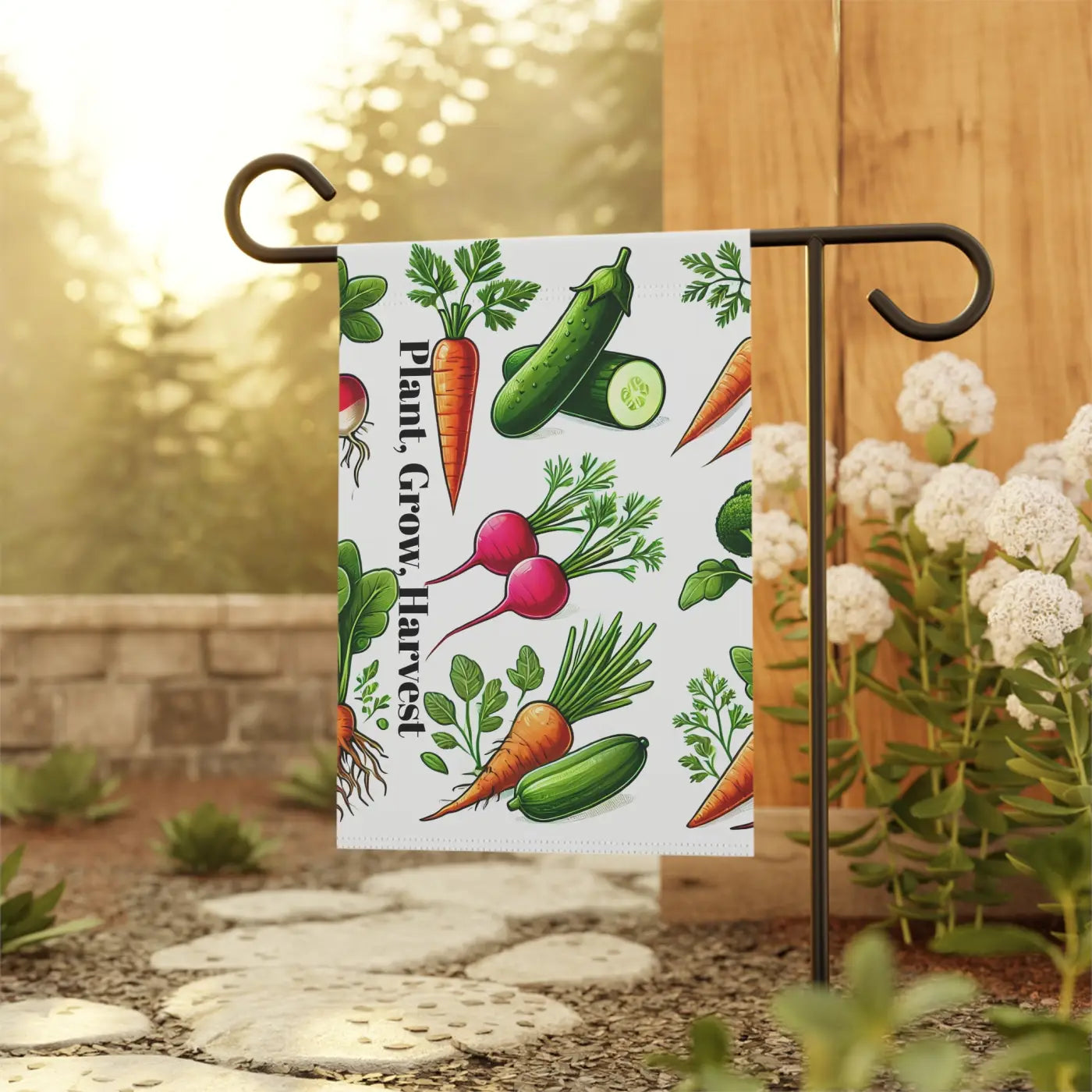 Home Grown Vegetables Banner - Poly Poplin Canvas Decor - DipaliZ