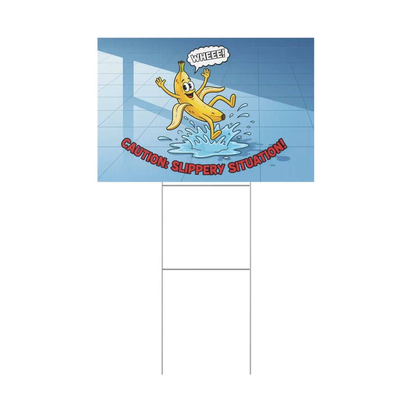 Plastic Yard Sign - Slippery Situation Banana Design - DipaliZ