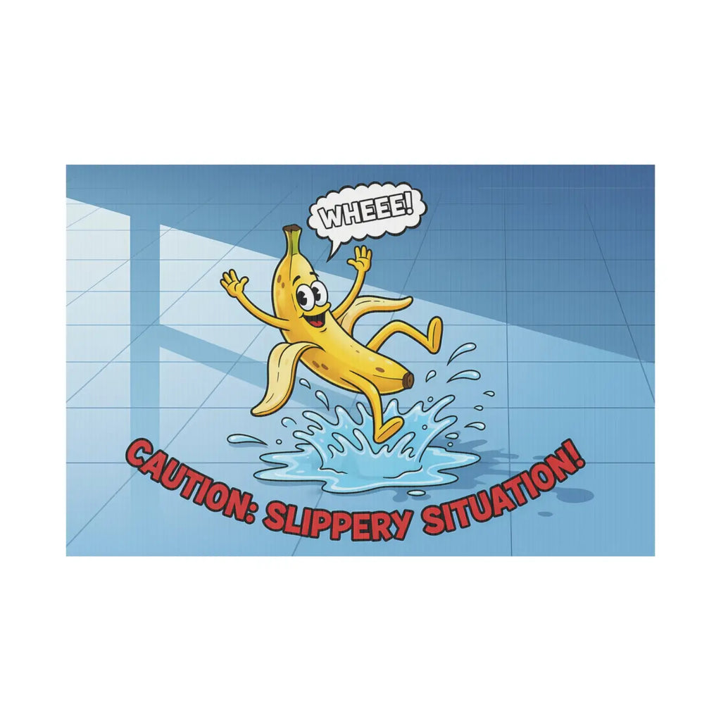 Plastic Yard Sign - Slippery Situation Banana Design - DipaliZ