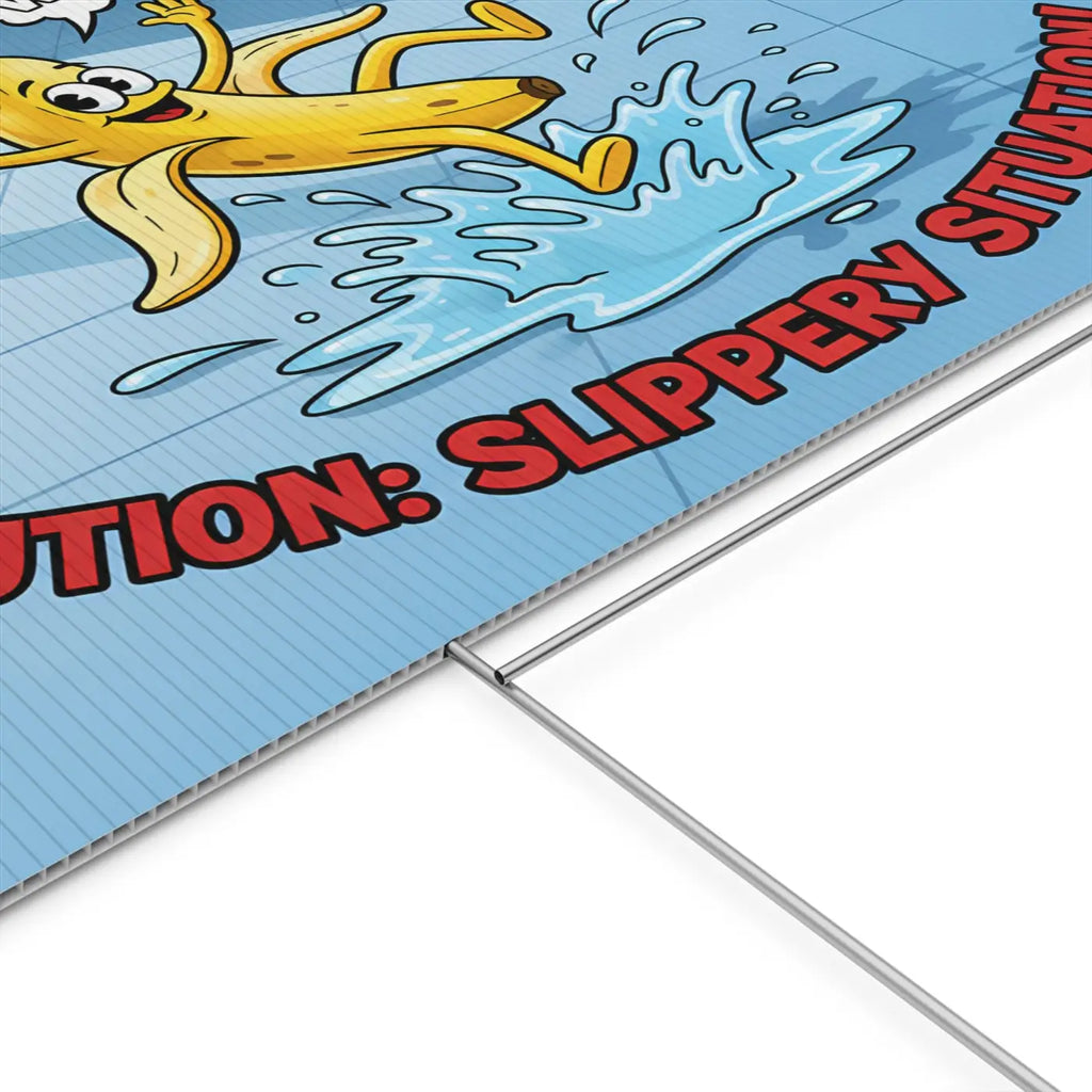 Plastic Yard Sign - Slippery Situation Banana Design - DipaliZ