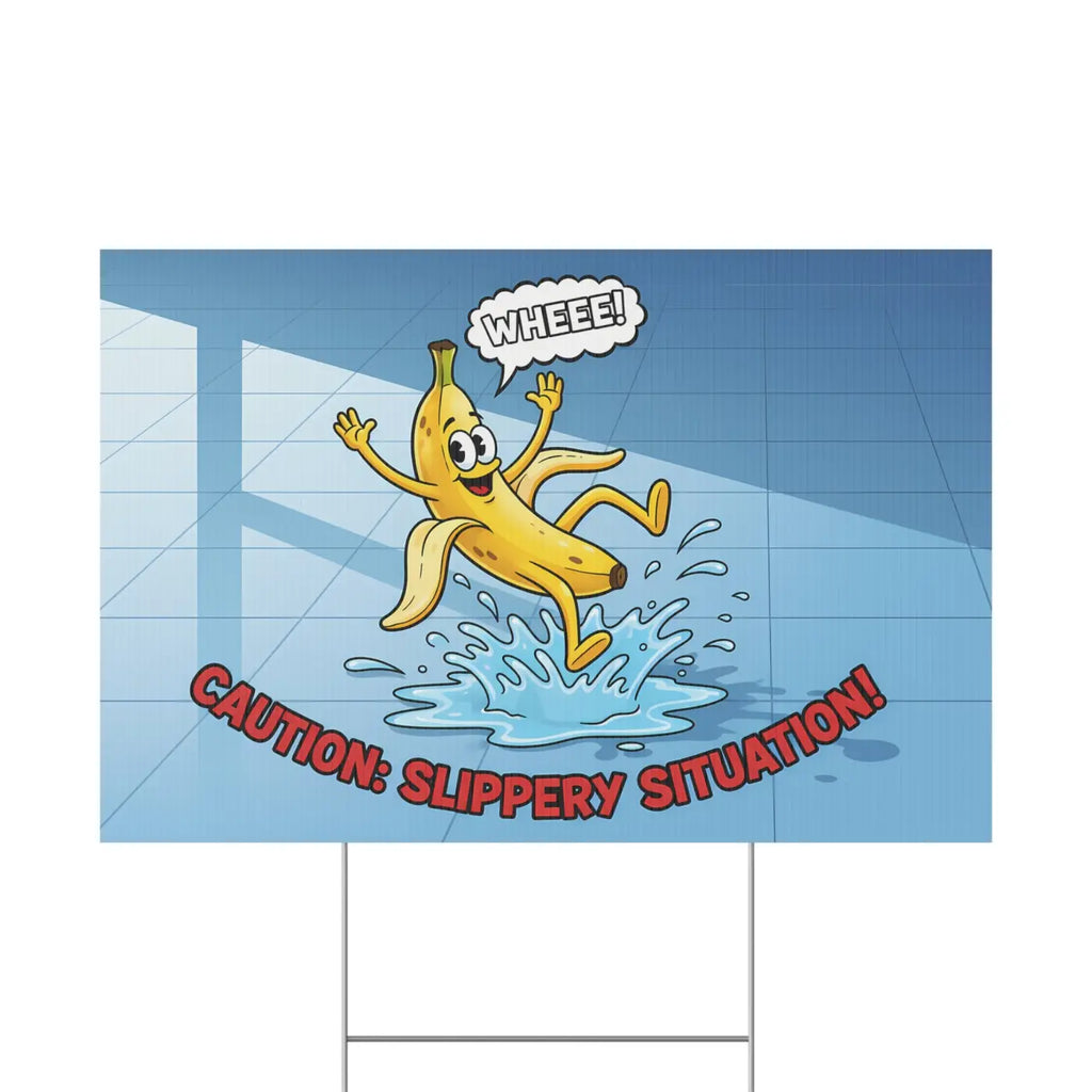 Plastic Yard Sign - Slippery Situation Banana Design - DipaliZ