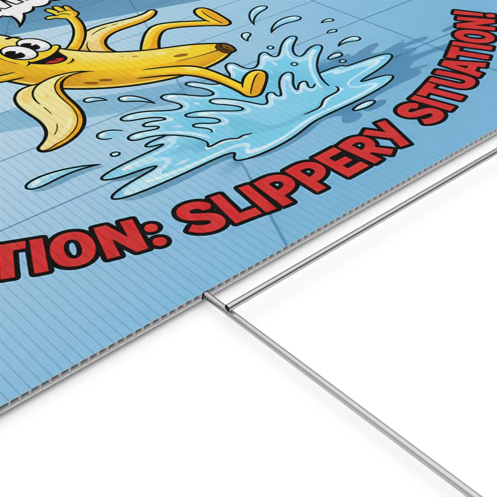 Plastic Yard Sign - Slippery Situation Banana Design - DipaliZ