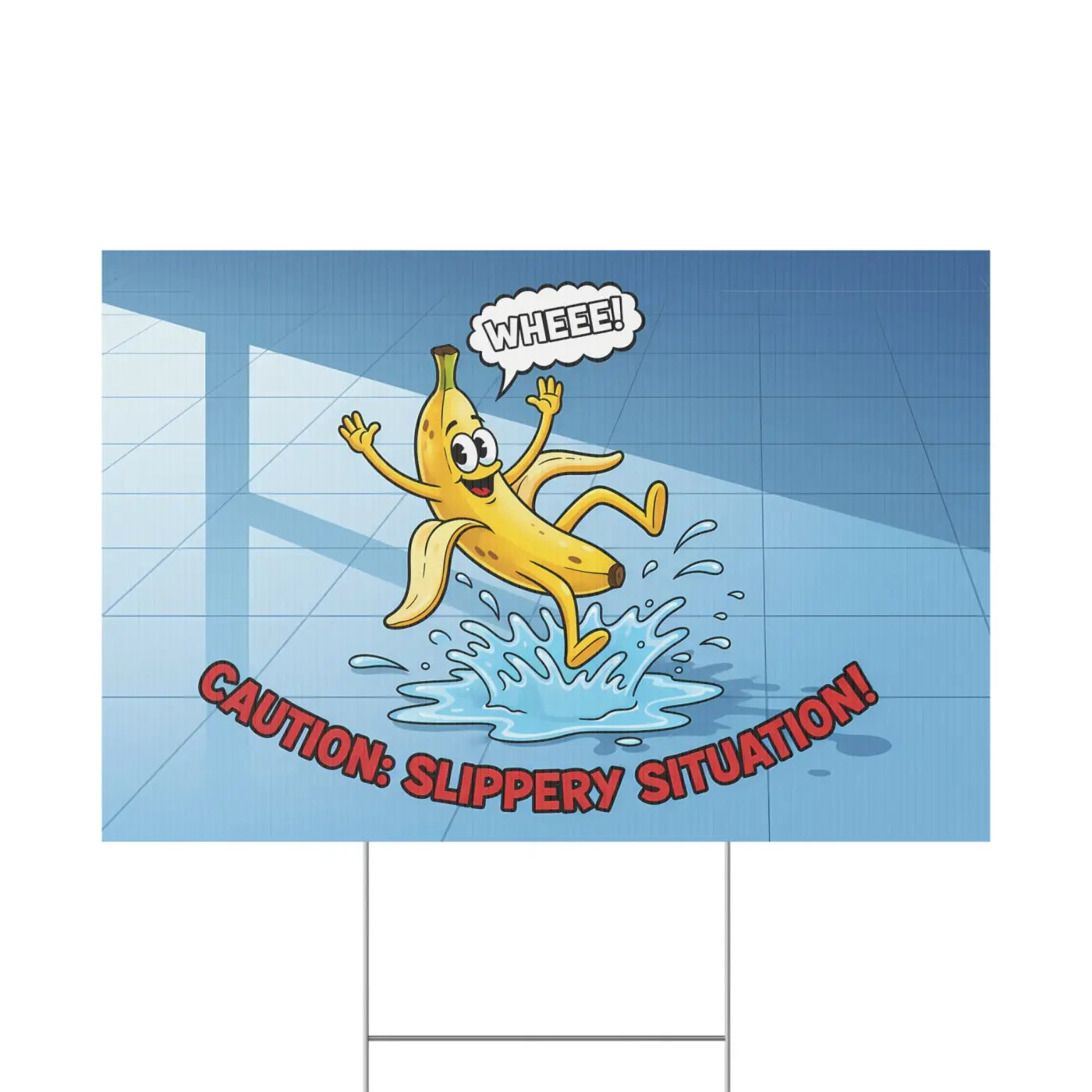 Plastic Yard Sign - Slippery Situation Banana Design - DipaliZ