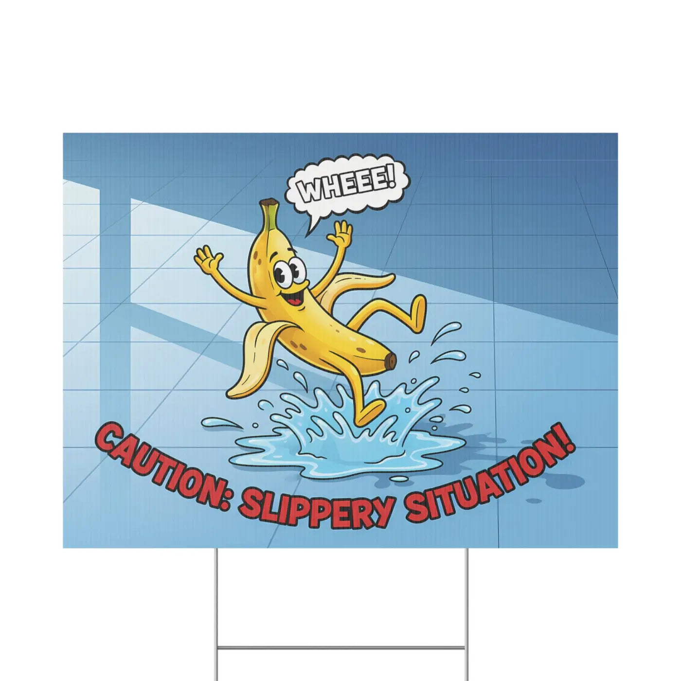 Plastic Yard Sign - Slippery Situation Banana Design - DipaliZ