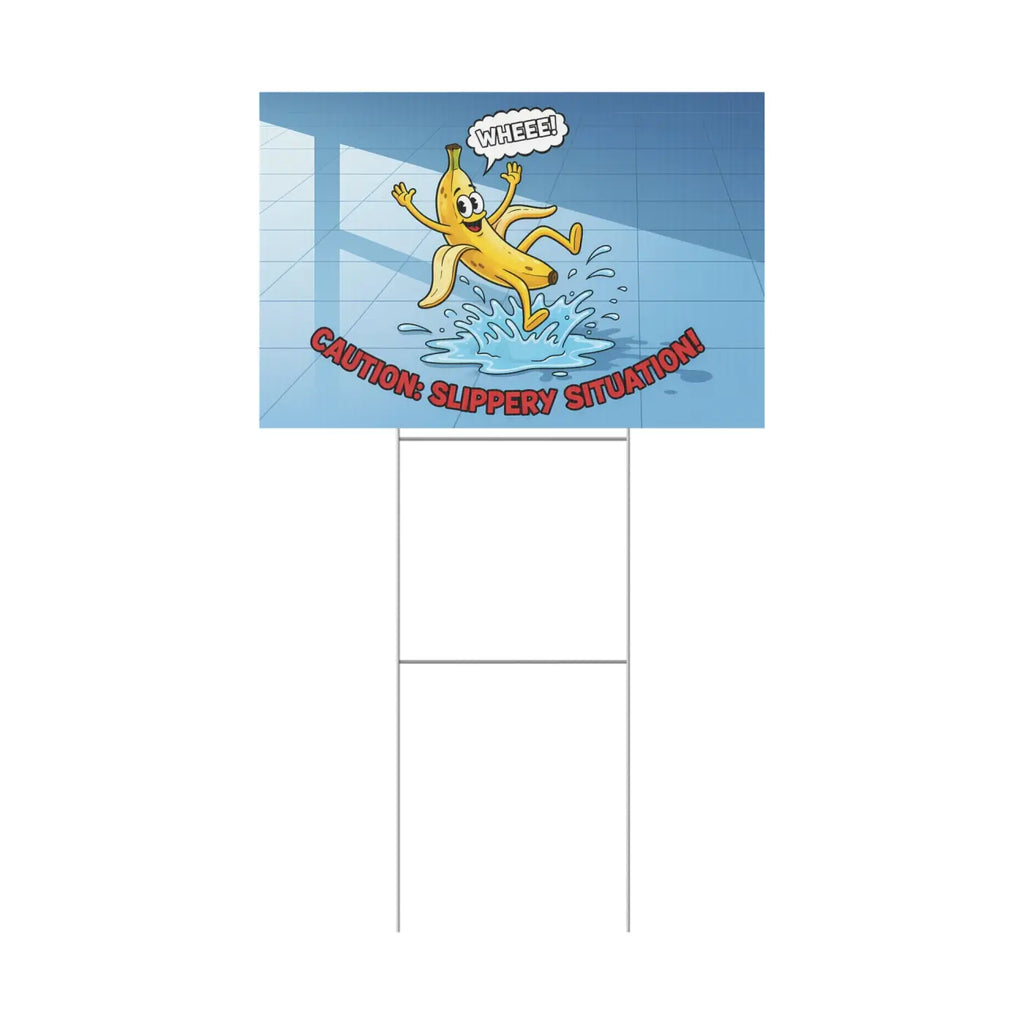Plastic Yard Sign - Slippery Situation Banana Design - DipaliZ