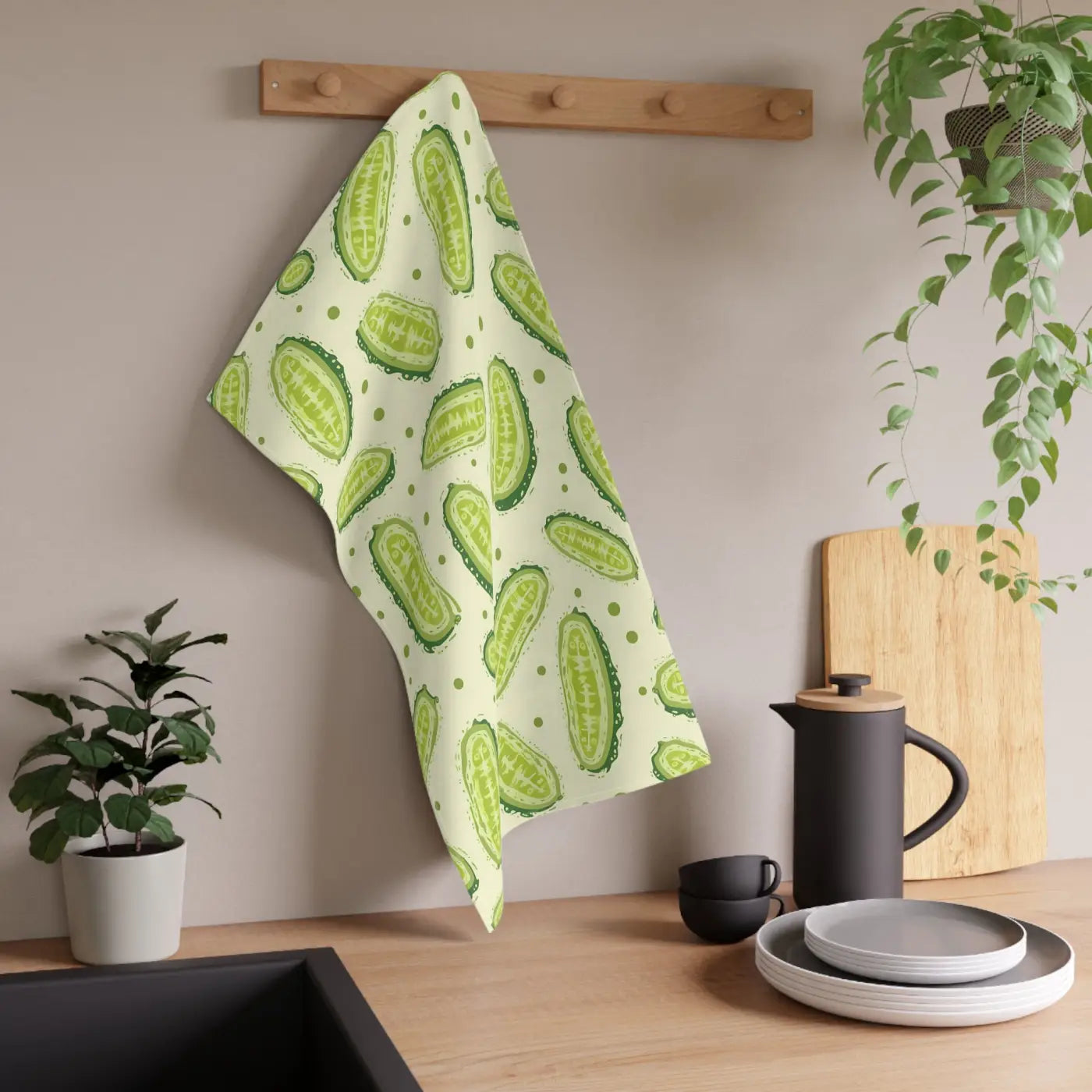 Playful Cucumber Tea Towels - Fun Kitchen Decor - DipaliZ