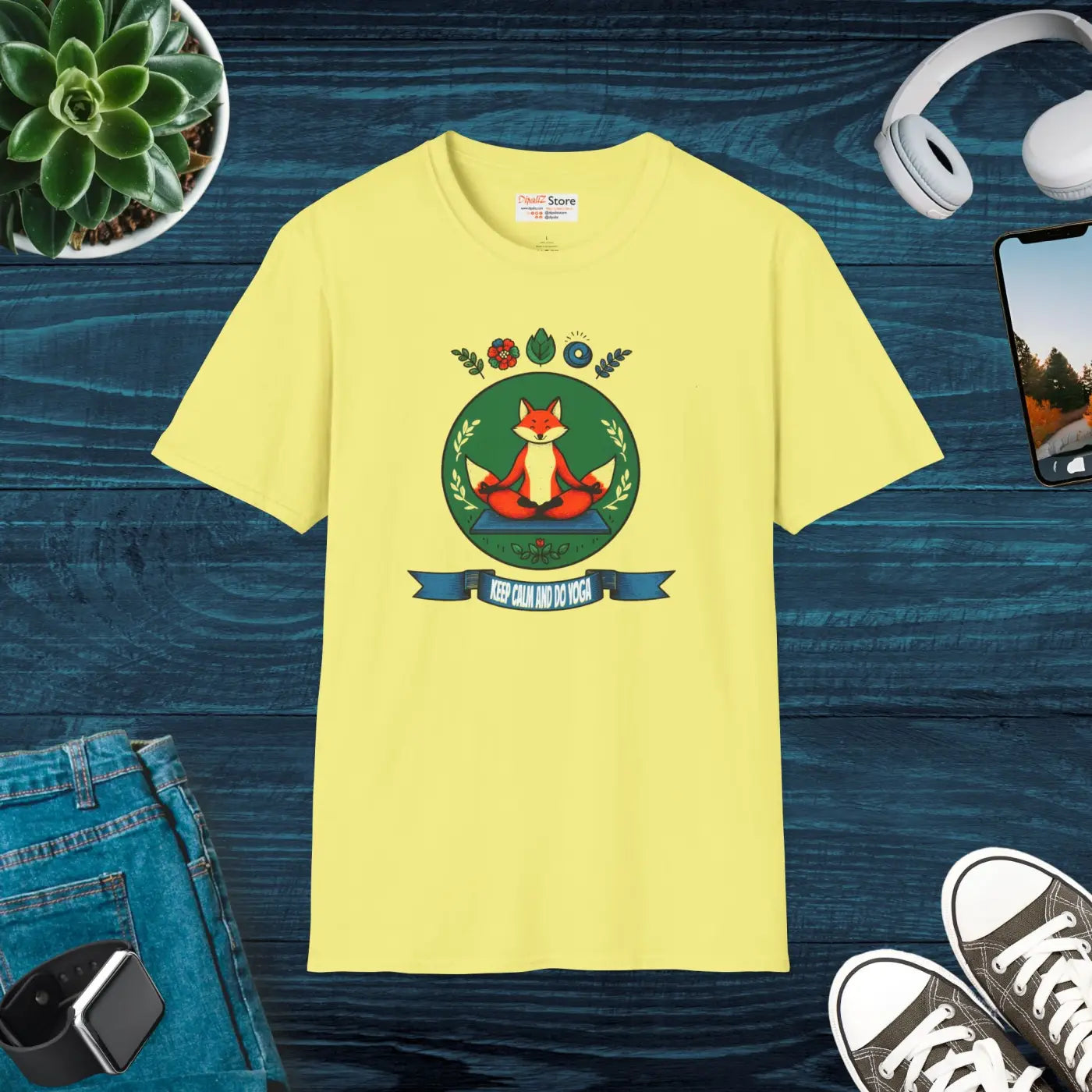 Playful Fox Yoga Softstyle Unisex T-Shirt - Animal Lovers Tee - DipaliZ
