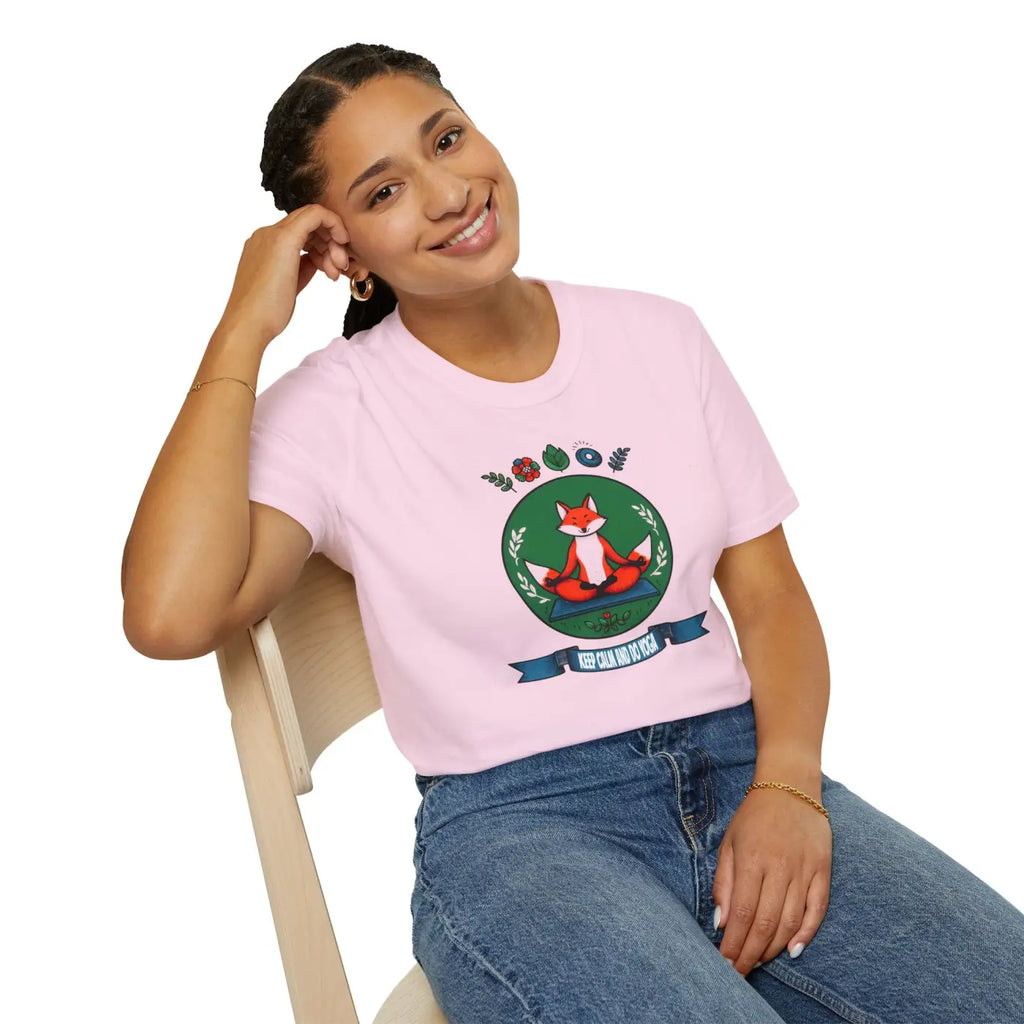 Playful Fox Yoga Softstyle Unisex T-Shirt - Animal Lovers Tee - DipaliZ