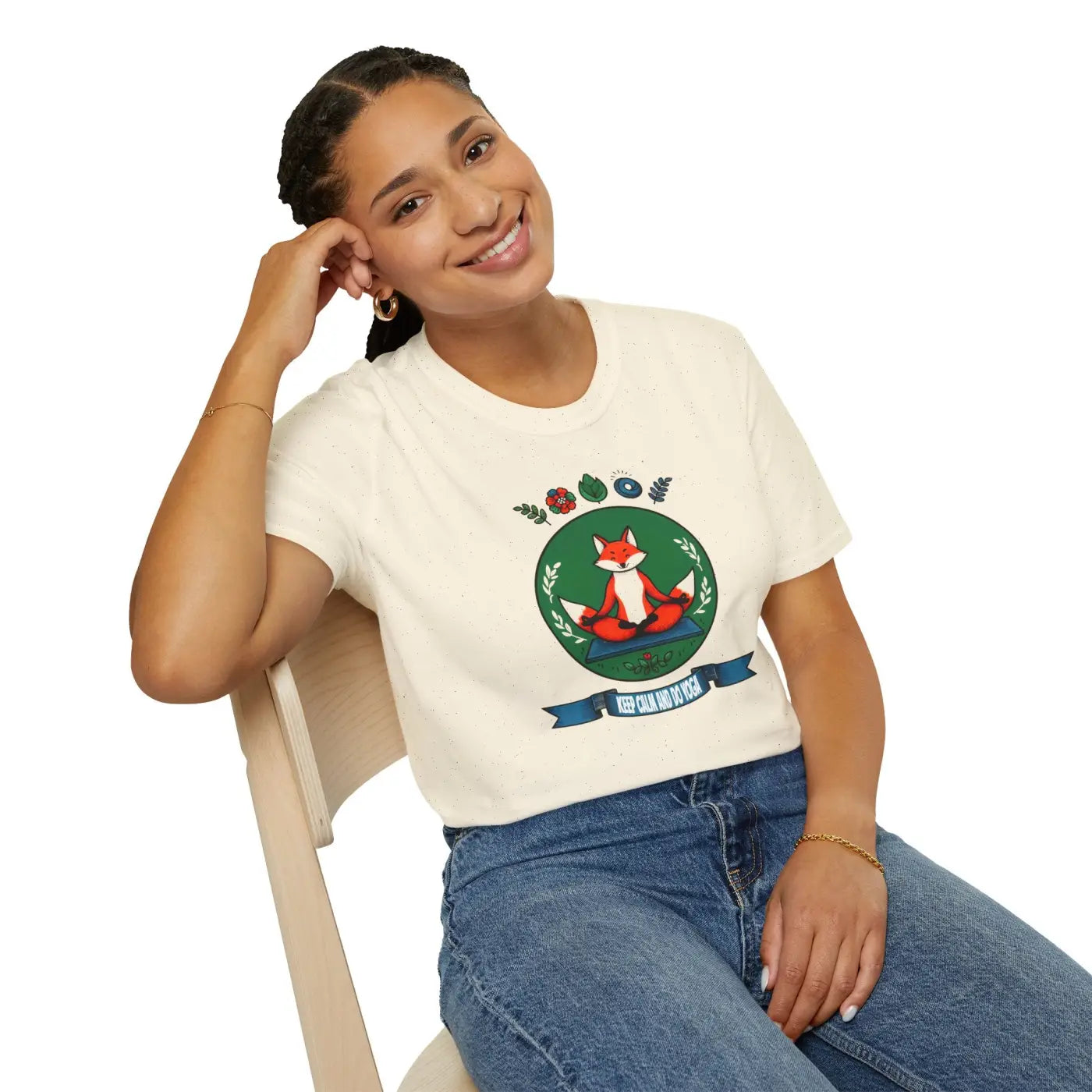 Playful Fox Yoga Softstyle Unisex T-Shirt - Animal Lovers Tee - DipaliZ