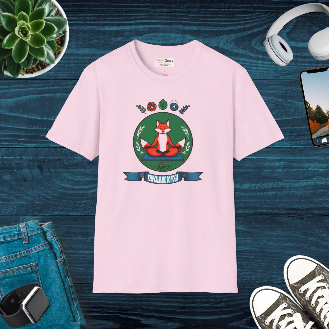 Playful Fox Yoga Softstyle Unisex T-Shirt - Animal Lovers Tee - DipaliZ
