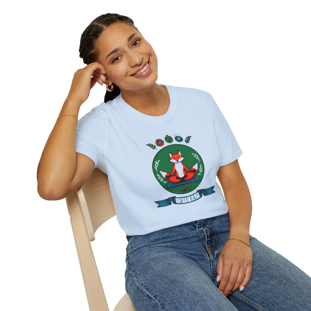 Playful Fox Yoga Softstyle Unisex T-Shirt - Animal Lovers Tee - DipaliZ