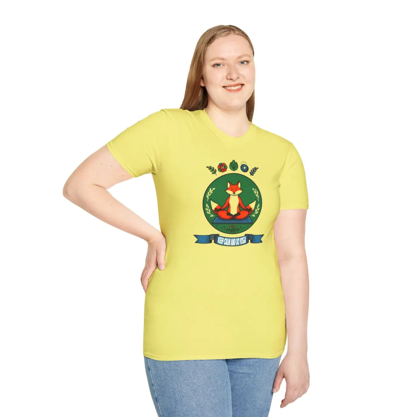 Playful Fox Yoga Softstyle Unisex T-Shirt - Animal Lovers Tee - DipaliZ