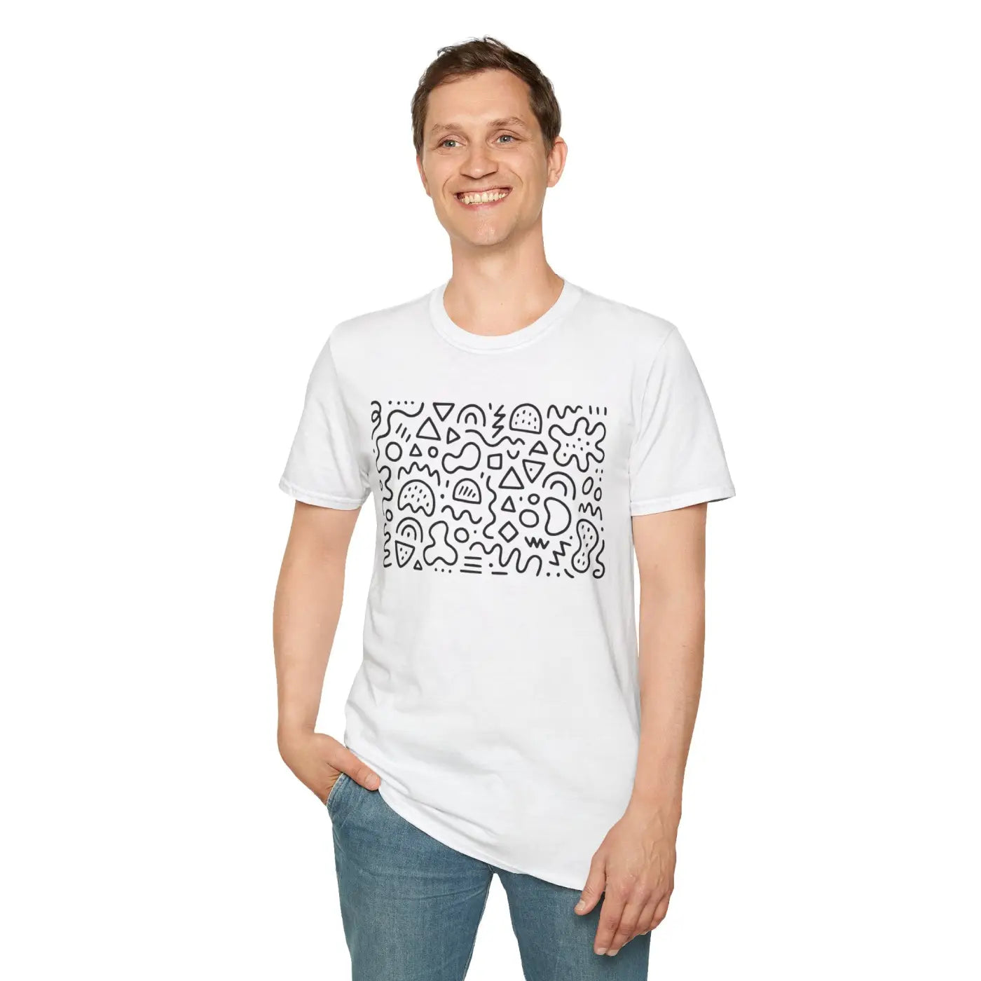 Playful Pattern Unisex Softstyle Tee - Cloud-Like Comfort - DipaliZ