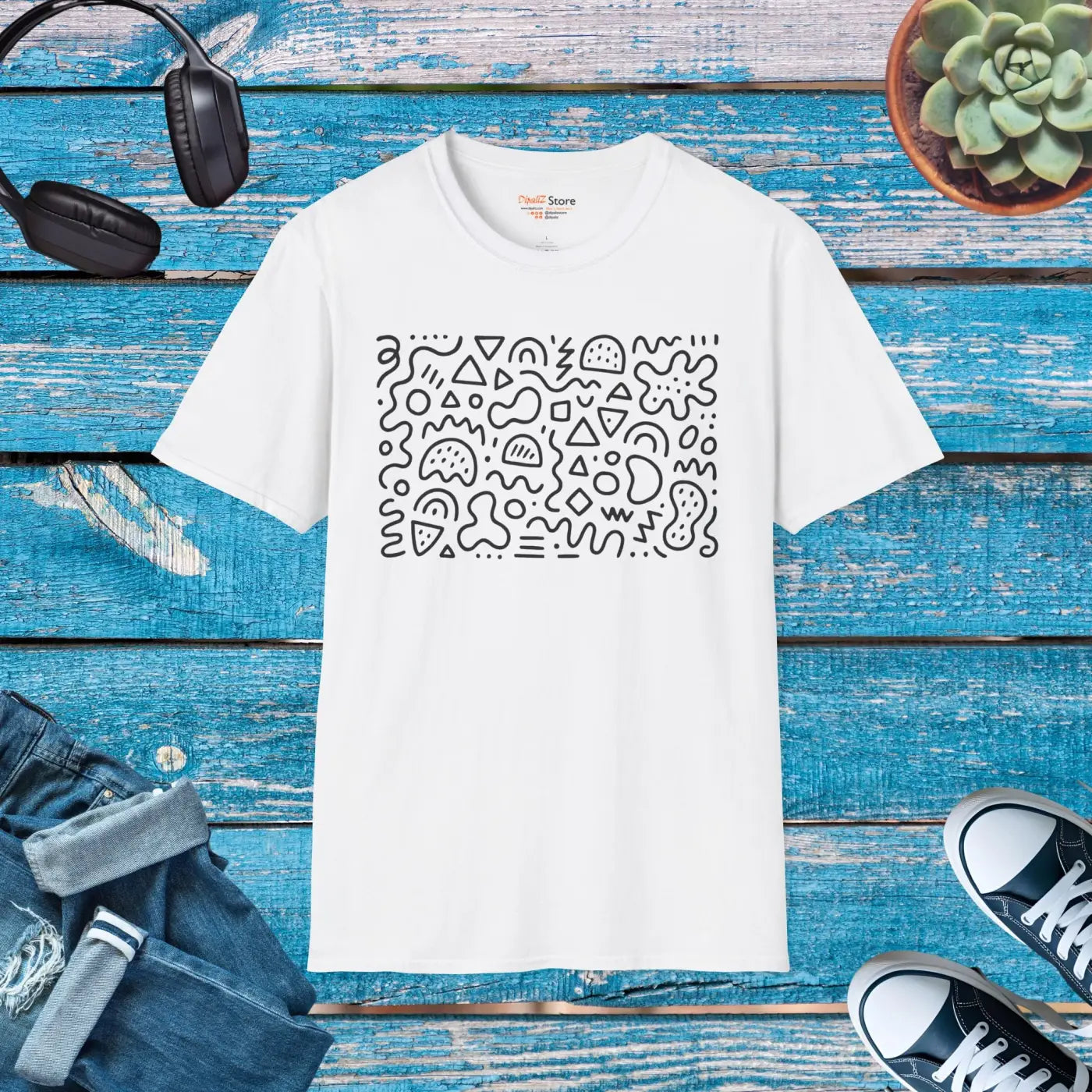 Playful Pattern Unisex Softstyle Tee - Cloud-Like Comfort - DipaliZ