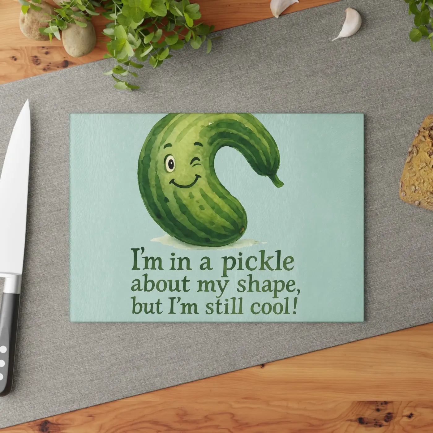 Playful Pickle Glass Cutting Board - Meal Prep Magic - DipaliZ