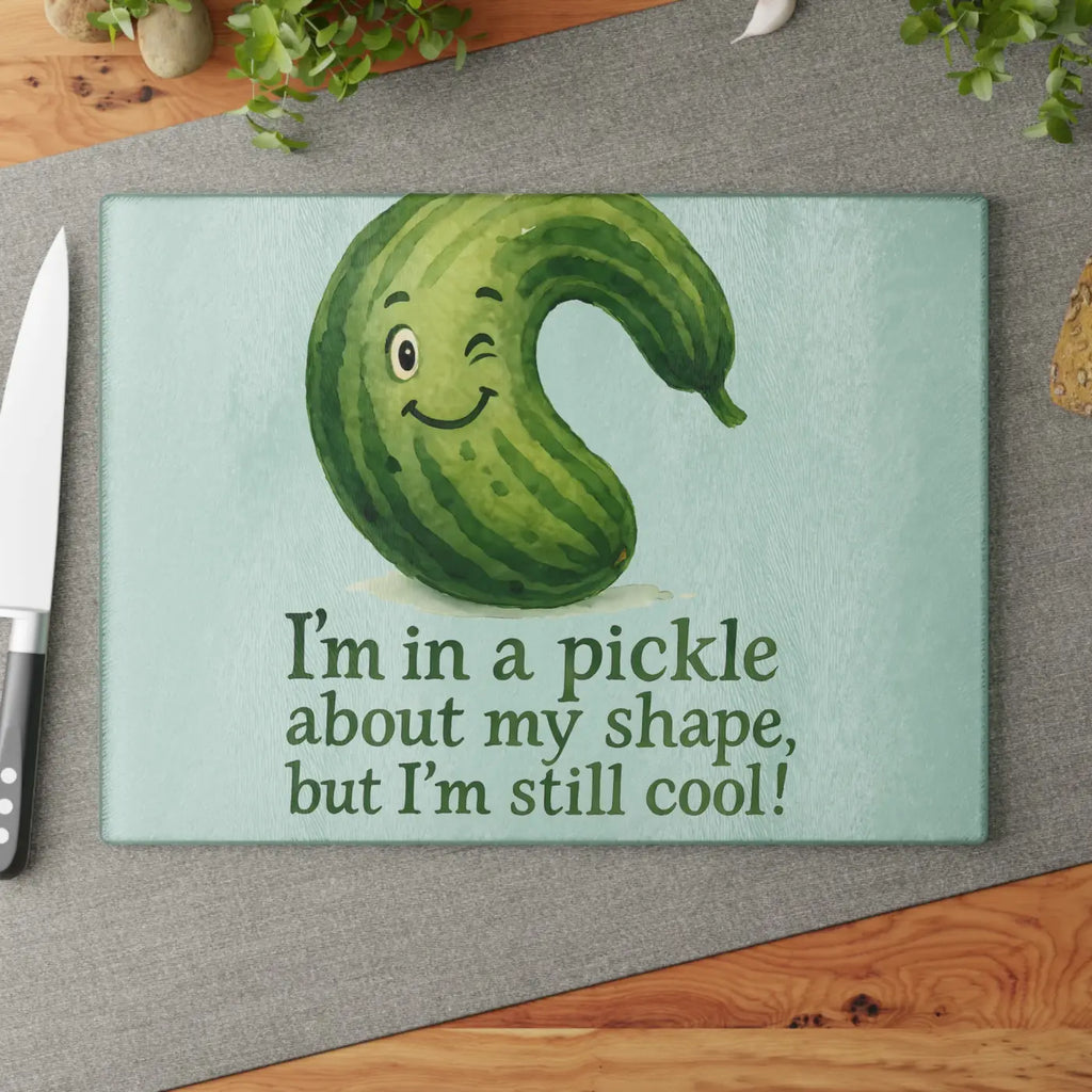Playful Pickle Glass Cutting Board - Meal Prep Magic - DipaliZ