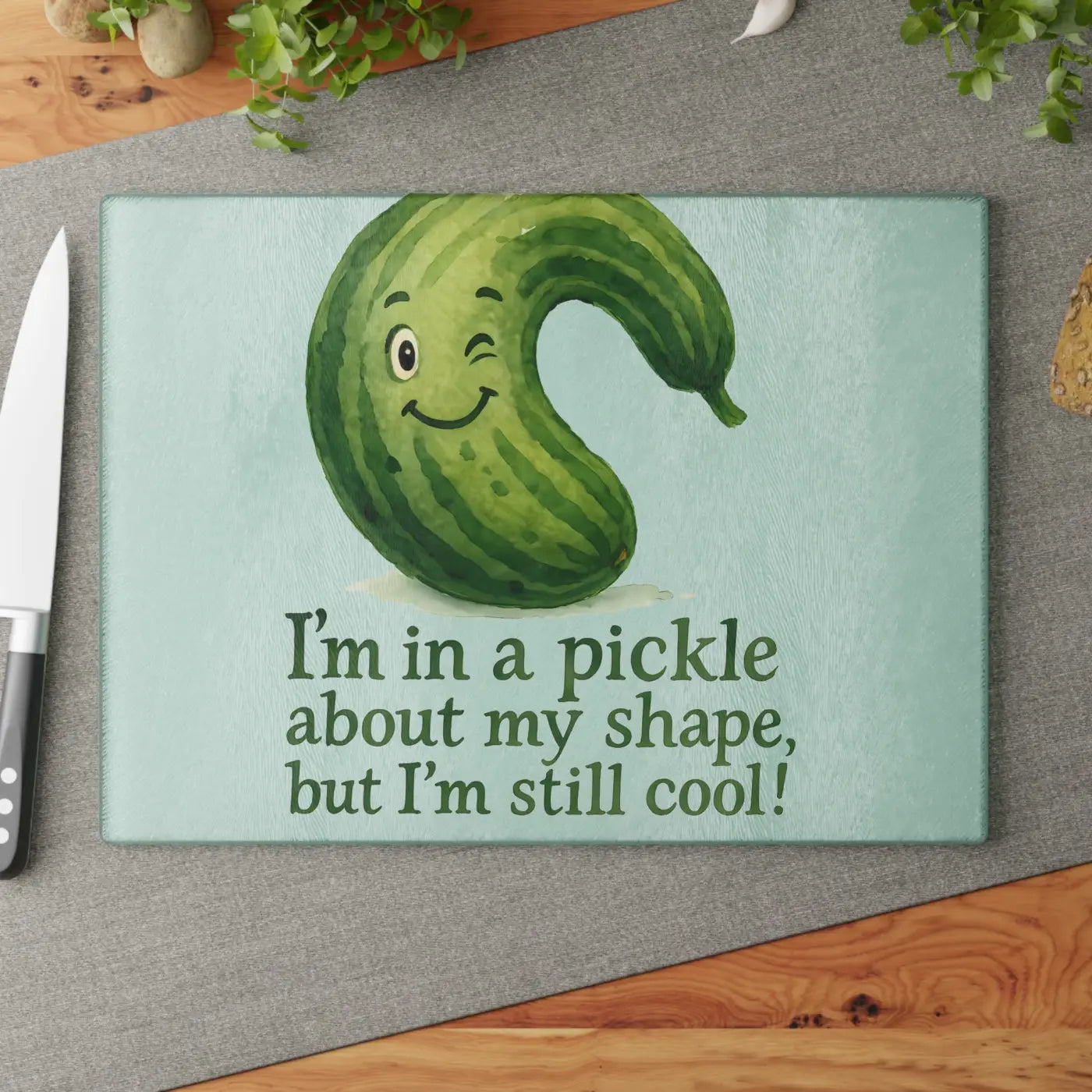 Playful Pickle Glass Cutting Board - Meal Prep Magic - DipaliZ