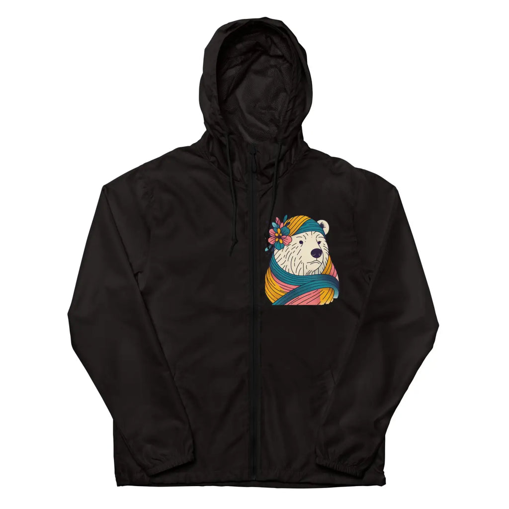 Unisex Lightweight Zip Windbreaker - Polar Bear Floral - DipaliZ