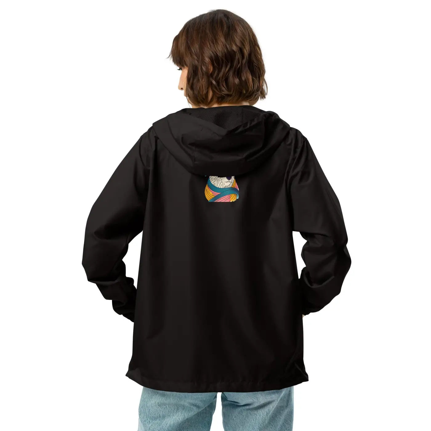 Unisex Lightweight Zip Windbreaker - Polar Bear Floral - DipaliZ