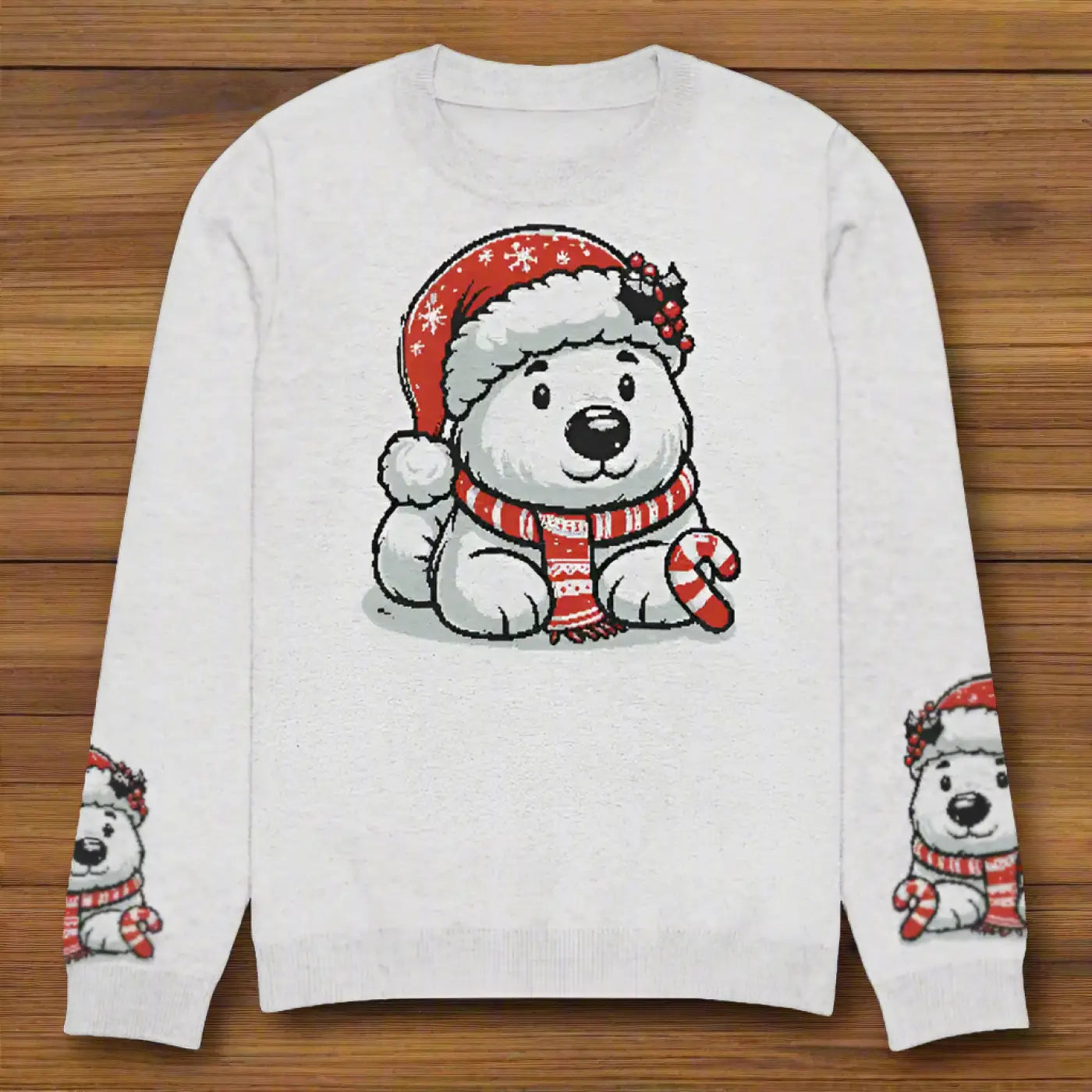 Santa Hat Crew Neck Sweater - Festive Knitted Holiday - DipaliZ