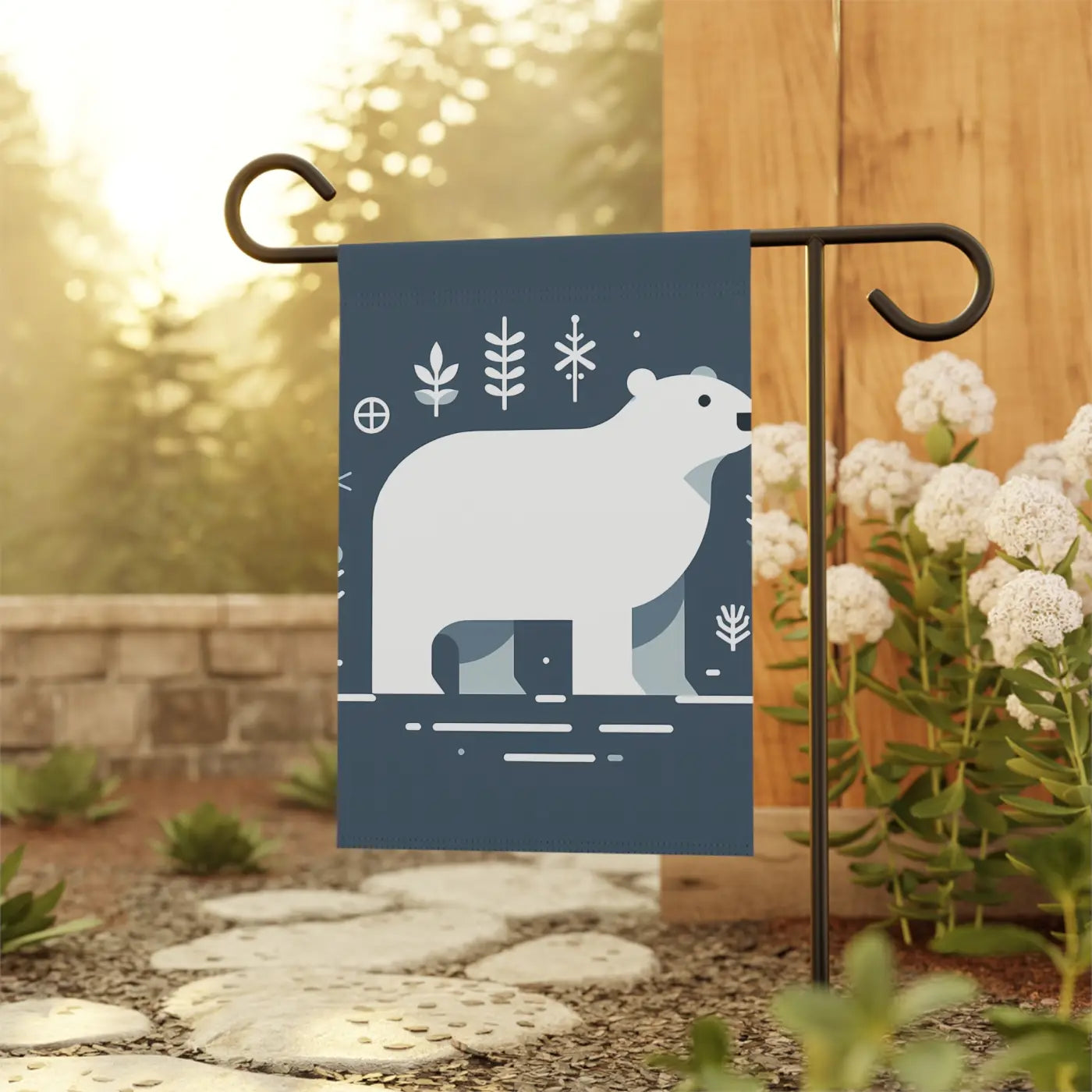 Polar Bear Winter House Banner - Garden Decor - DipaliZ