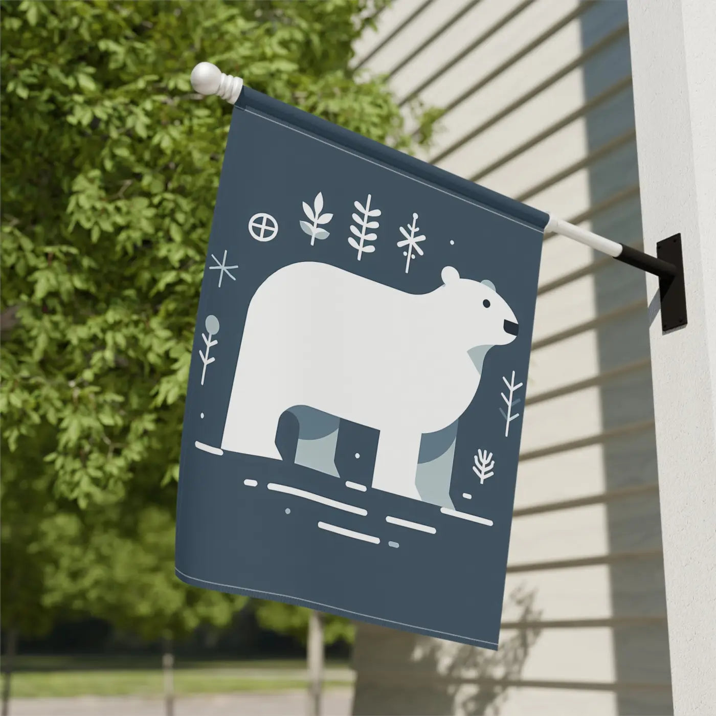 Polar Bear Winter House Banner - Garden Decor - DipaliZ