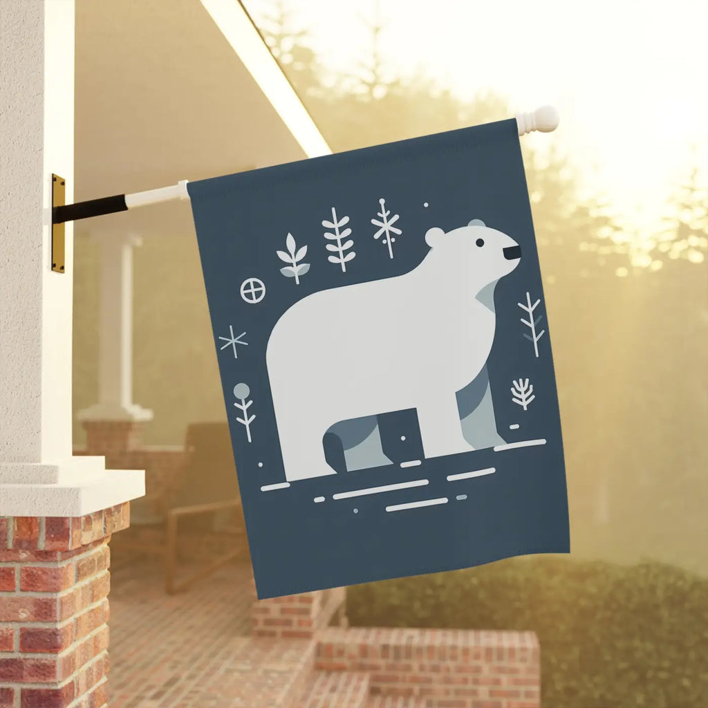 Polar Bear Winter House Banner - Garden Decor - DipaliZ