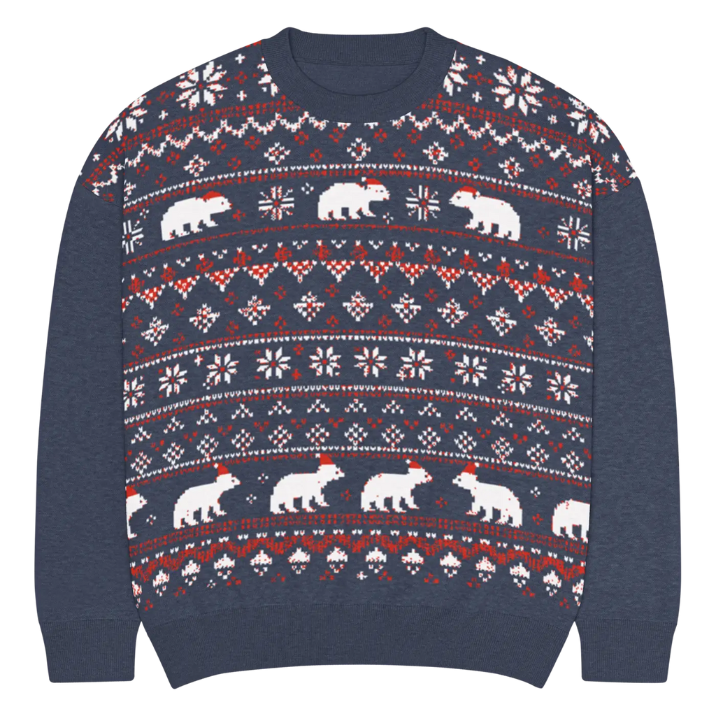Polar Bears Winter Sweater - Knitted Crew Neck Cozy - DipaliZ