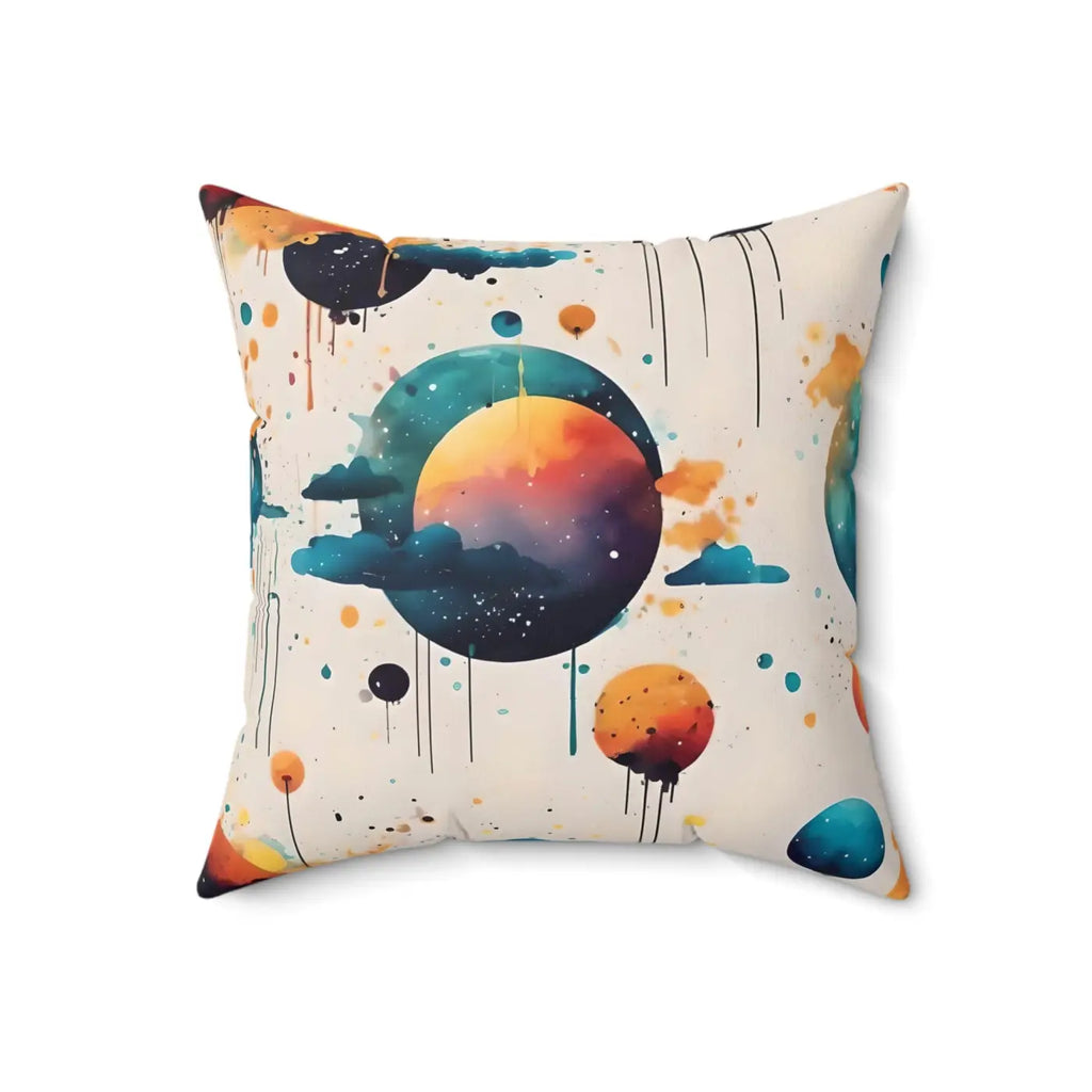 Bold Abstract Planets and Clouds Square Pillow - Polyester - DipaliZ