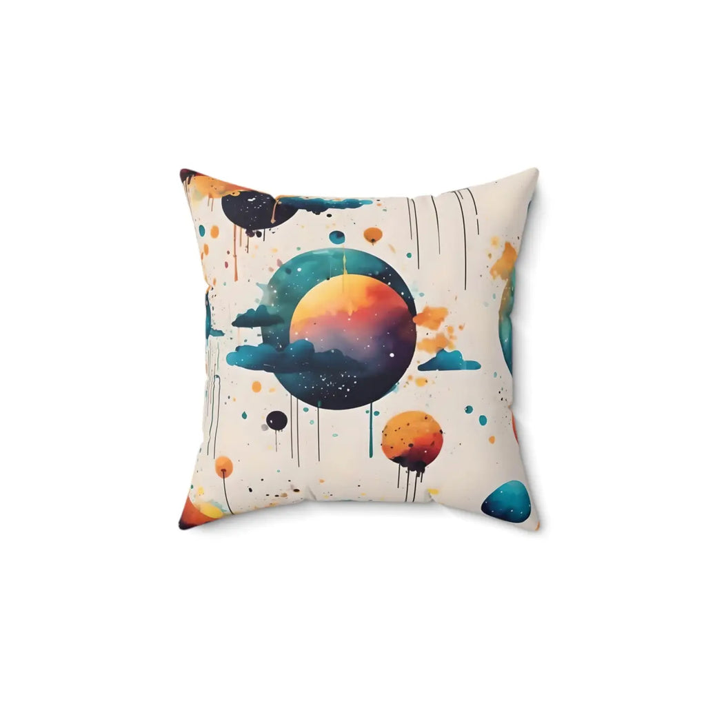 Bold Abstract Planets and Clouds Square Pillow - Polyester - DipaliZ
