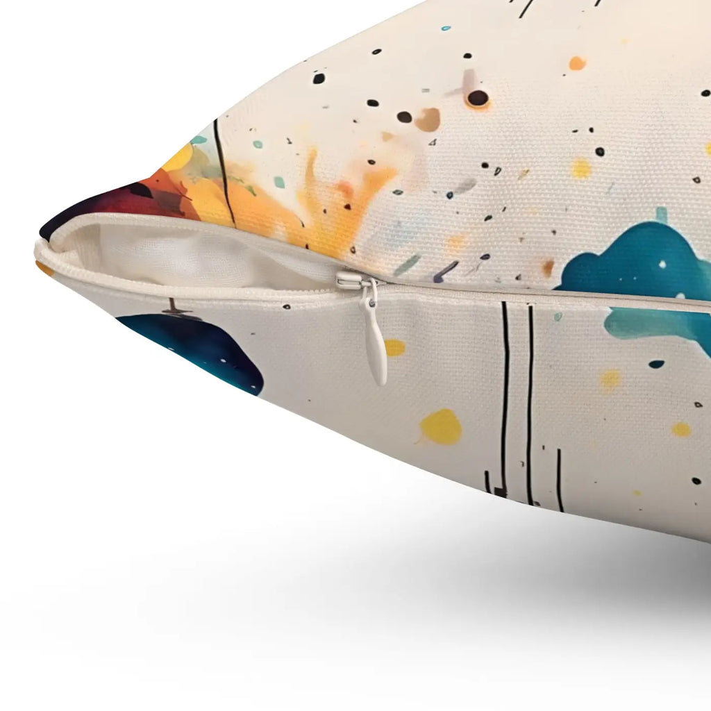Bold Abstract Planets and Clouds Square Pillow - Polyester - DipaliZ