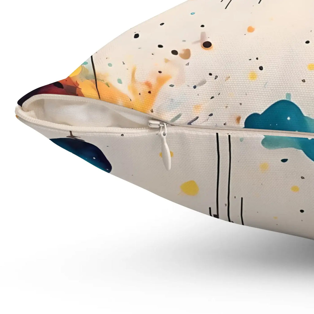 Bold Abstract Planets and Clouds Square Pillow - Polyester - DipaliZ