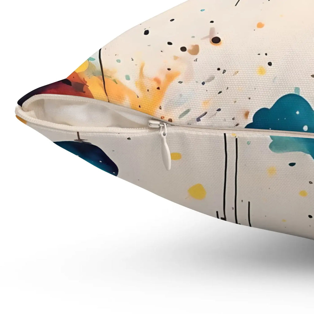 Bold Abstract Planets and Clouds Square Pillow - Polyester - DipaliZ