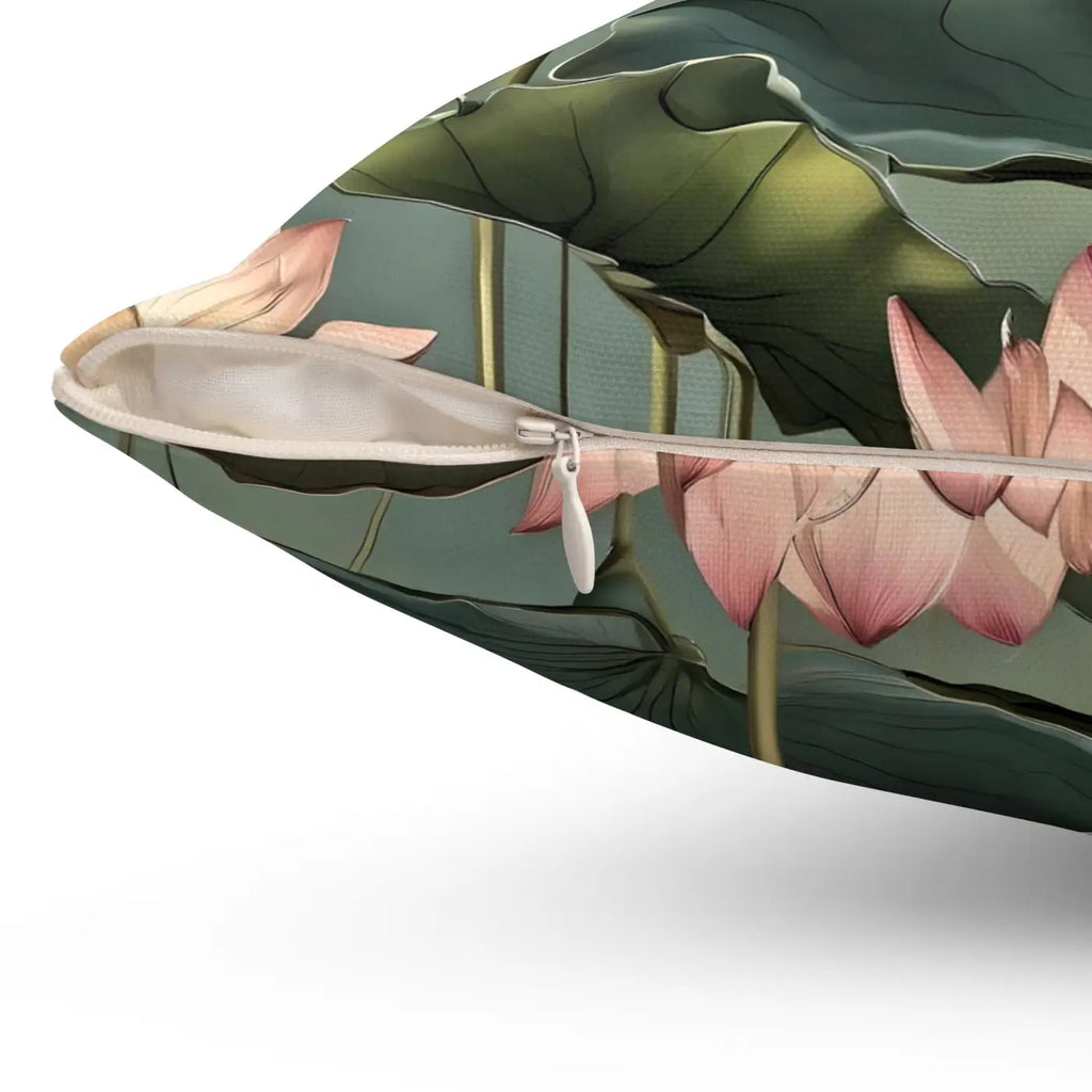 Luxurious Lotus Polyester Square Pillow - Home Decor - DipaliZ