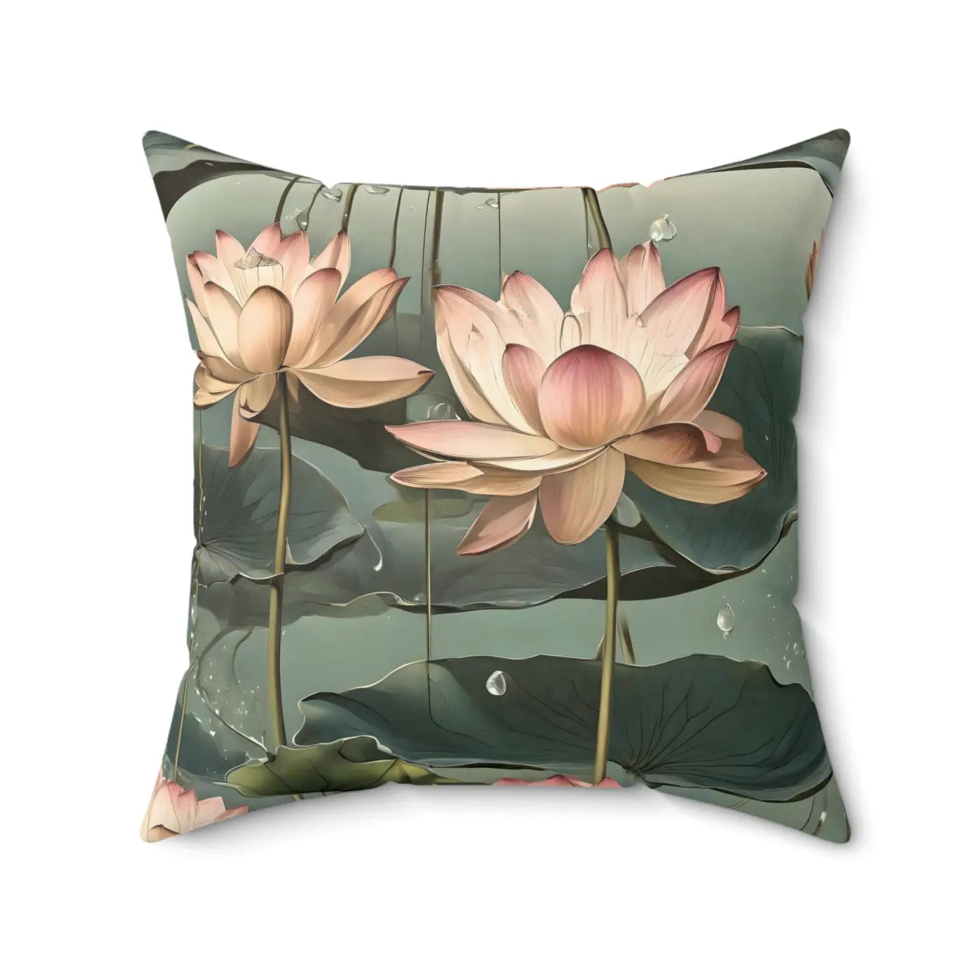 Luxurious Lotus Polyester Square Pillow - Home Decor - DipaliZ