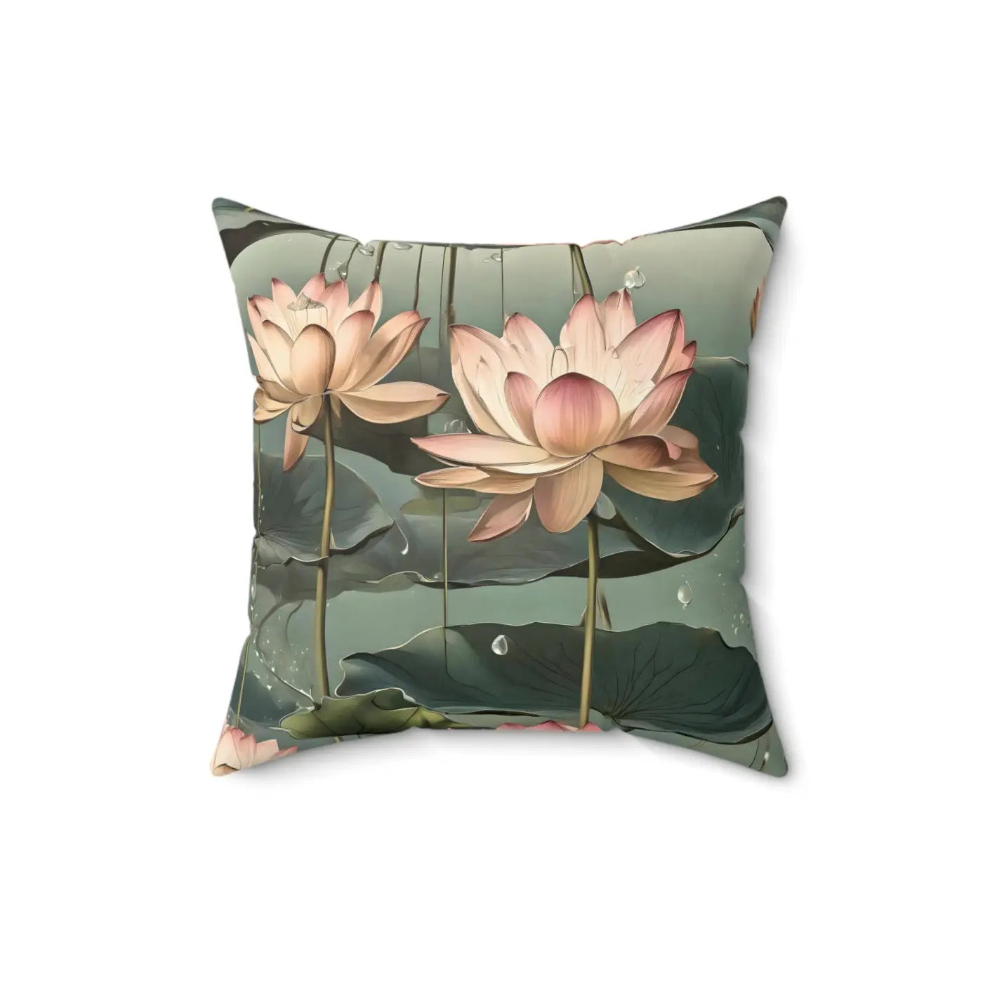 Luxurious Lotus Polyester Square Pillow - Home Decor - DipaliZ